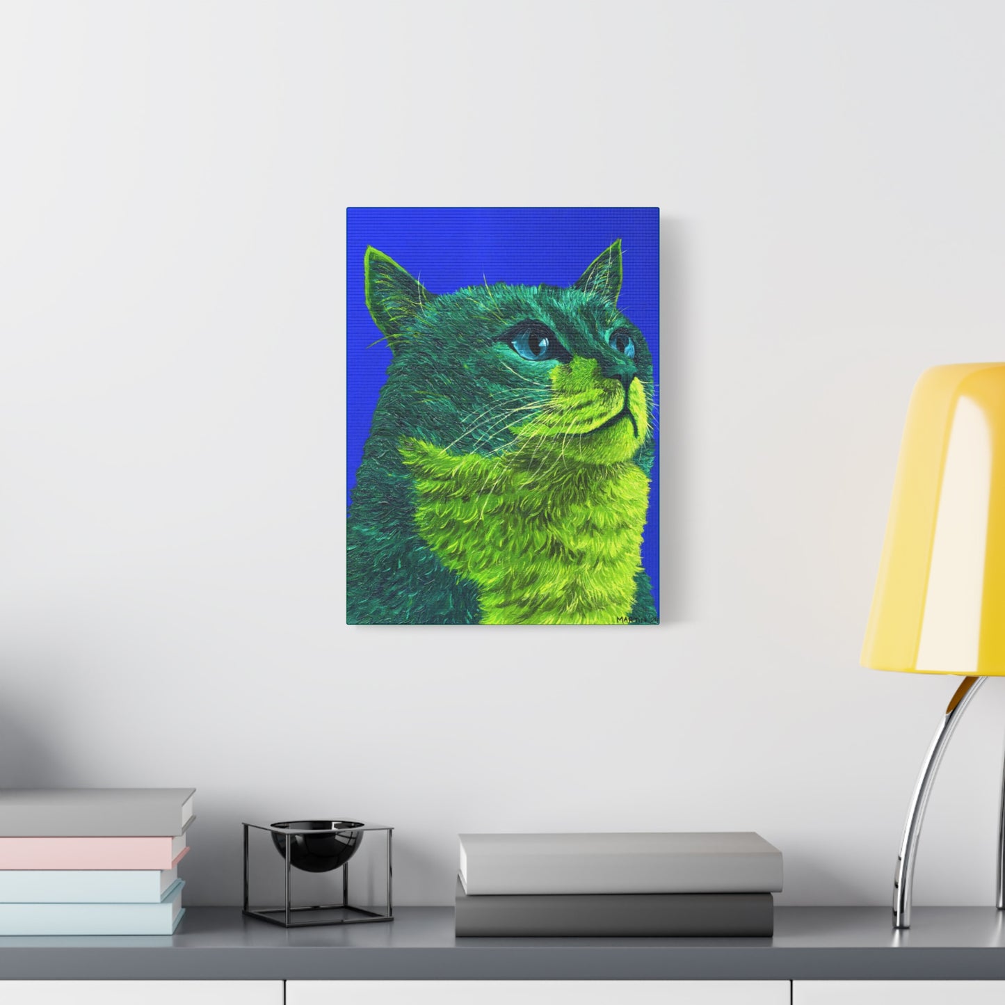Green Tabby Cat Canvas Gallery Wrap