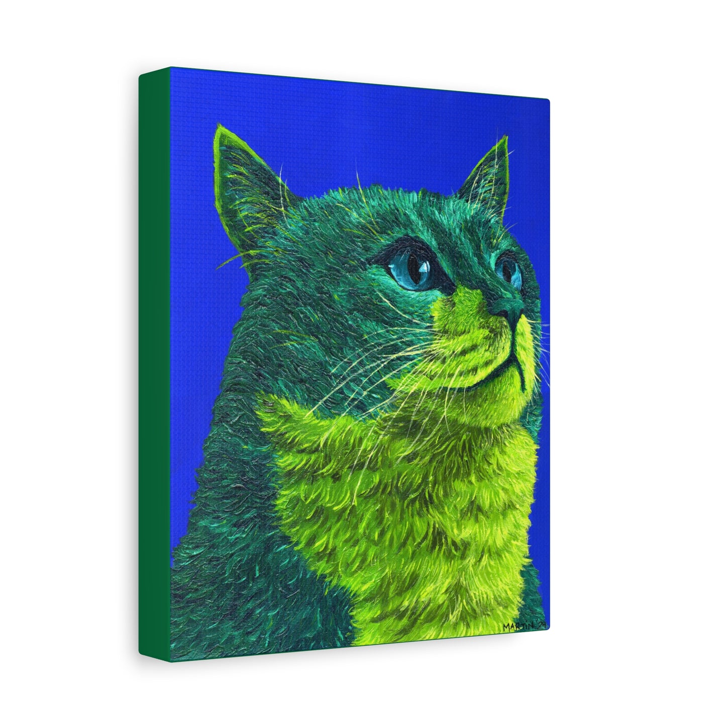 Green Tabby Cat Canvas Gallery Wrap