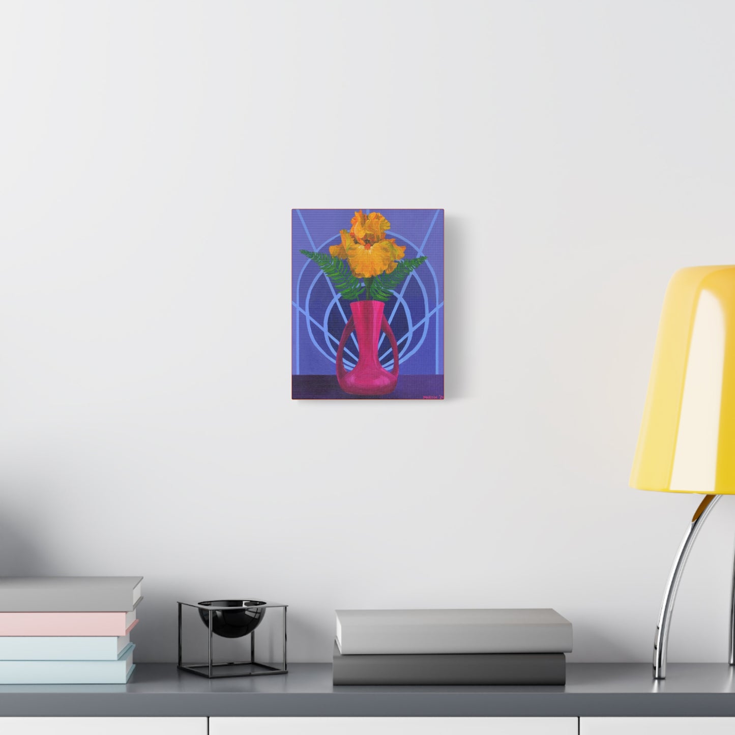 Orange Iris in Magenta Vase Canvas Gallery Wrap