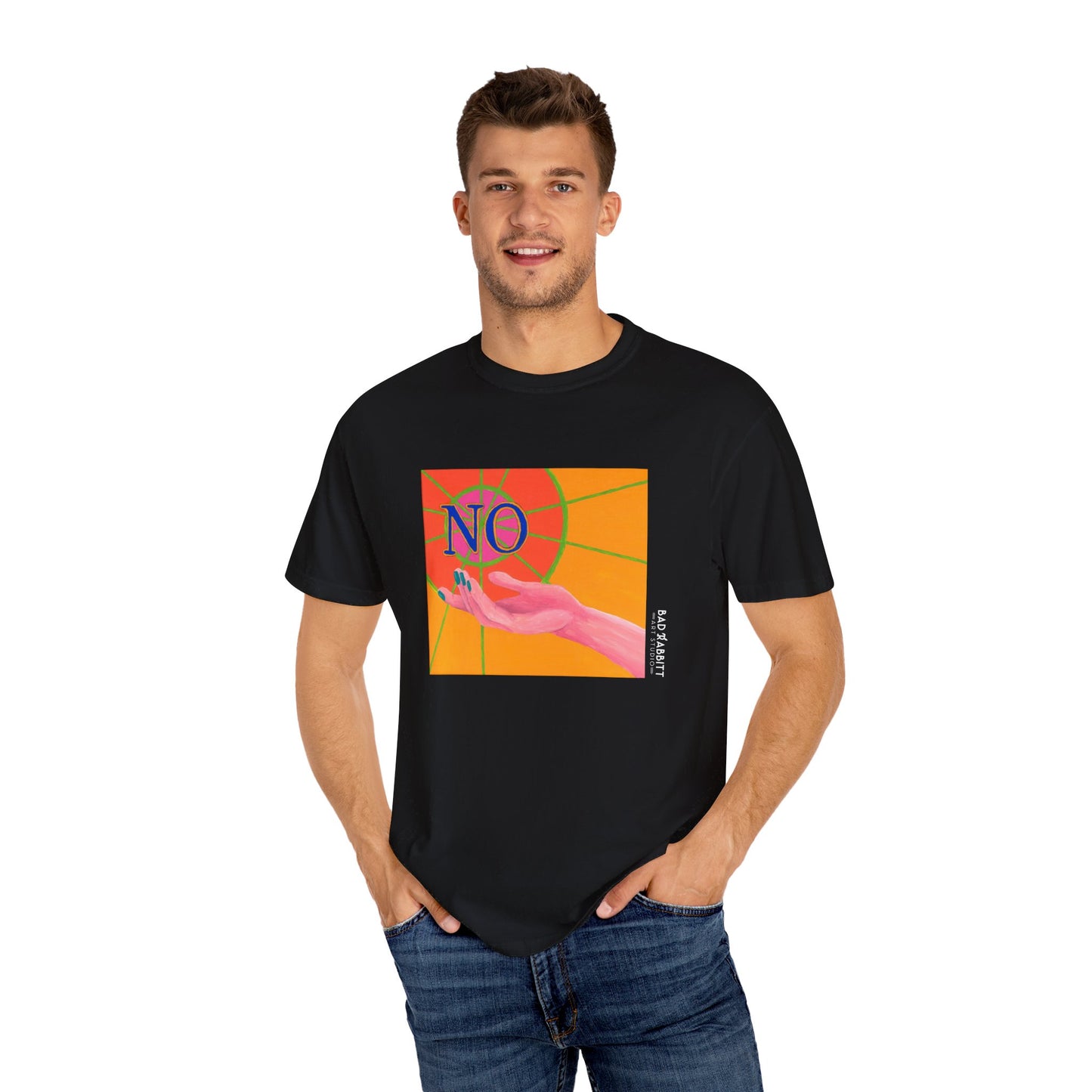"NO" Hand Unisex Garment-Dyed T-shirt