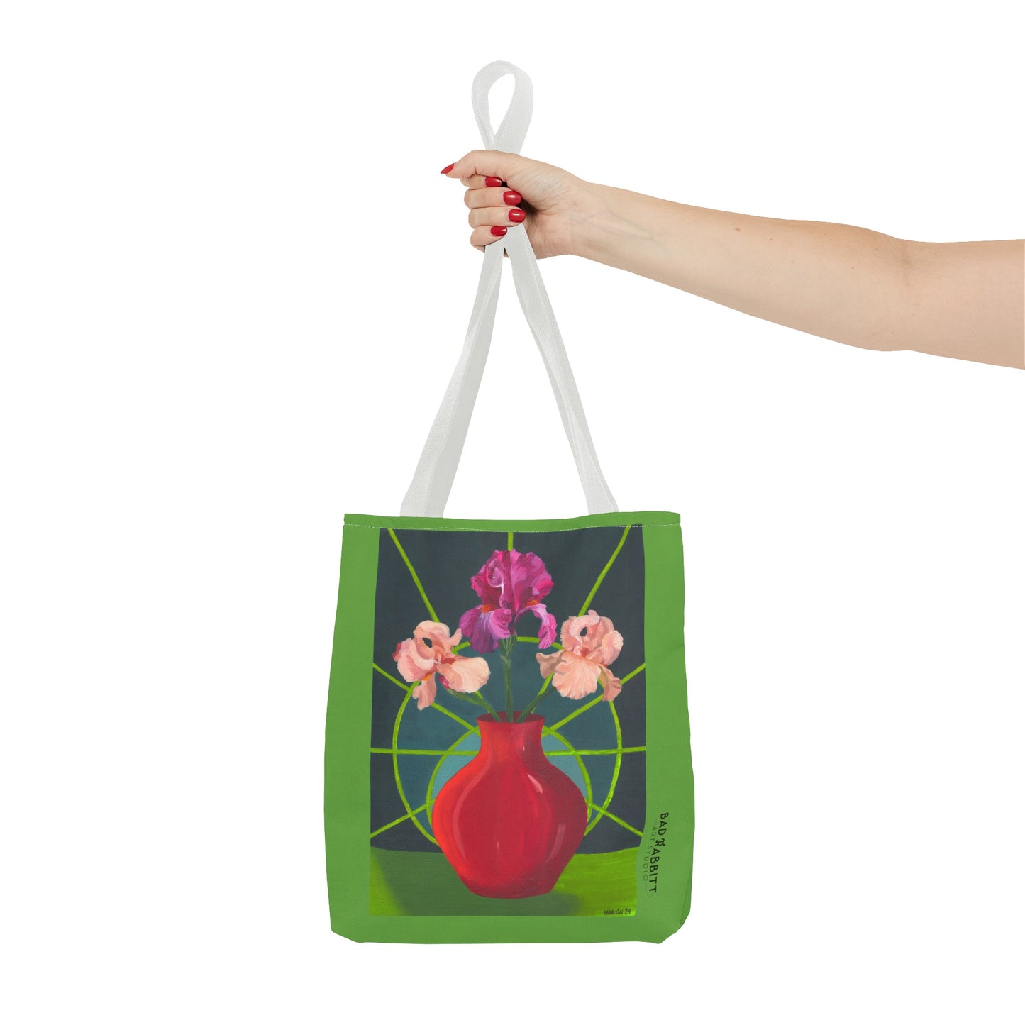 Three Pink Irises Tote Bag (AOP)