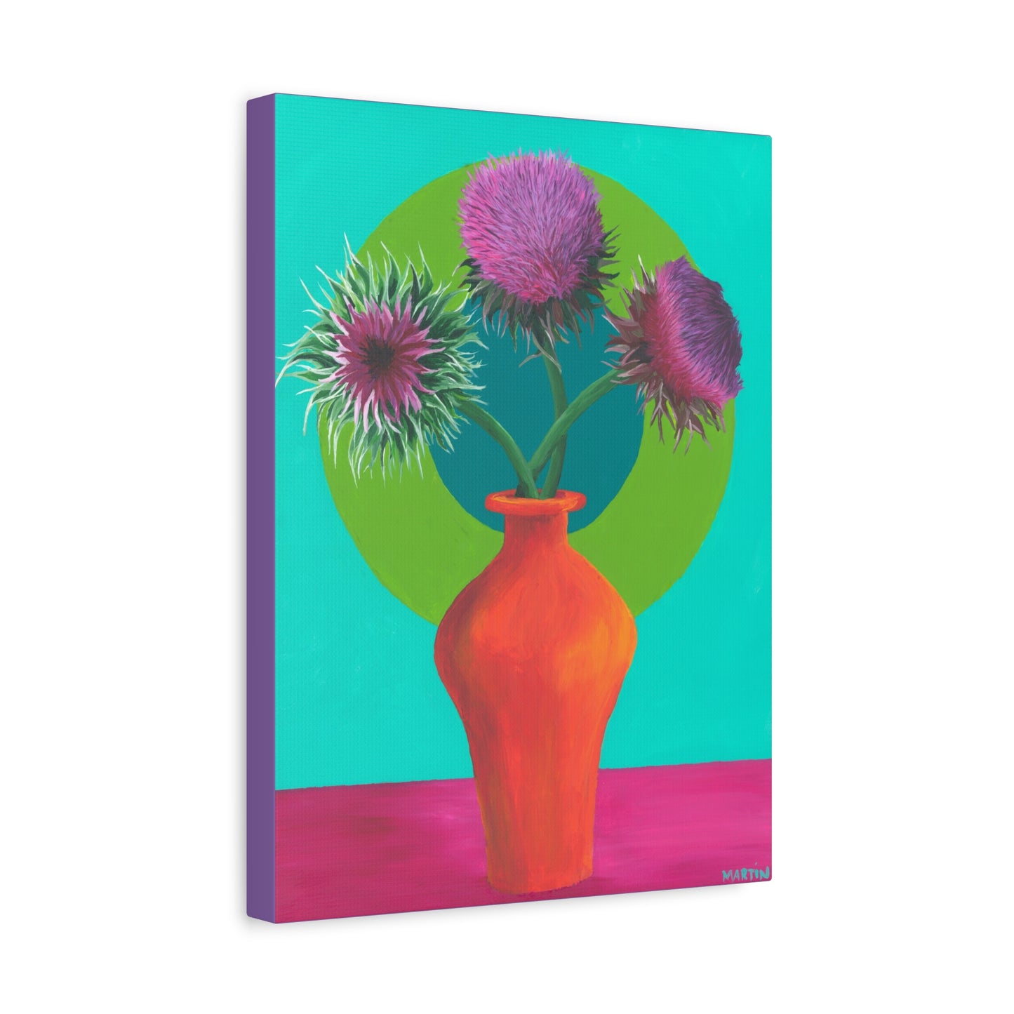 Thistle in Orange Vase Canvas Gallery Wrap