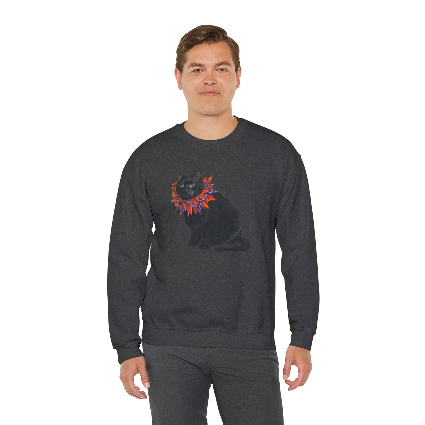 12 the Magical Halloween Cat Unisex Heavy Blend™ Crewneck Sweatshirt