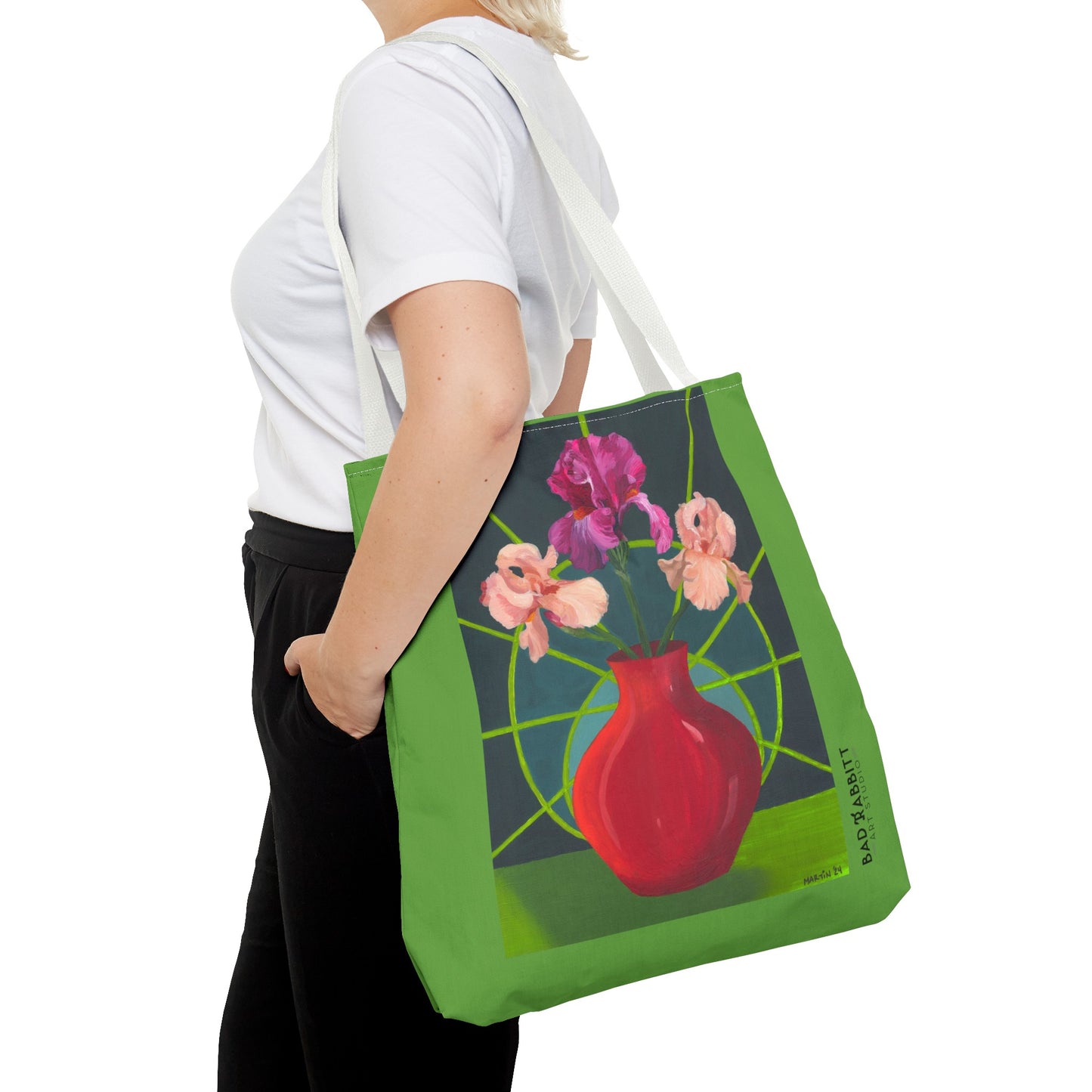 Three Pink Irises Tote Bag (AOP)