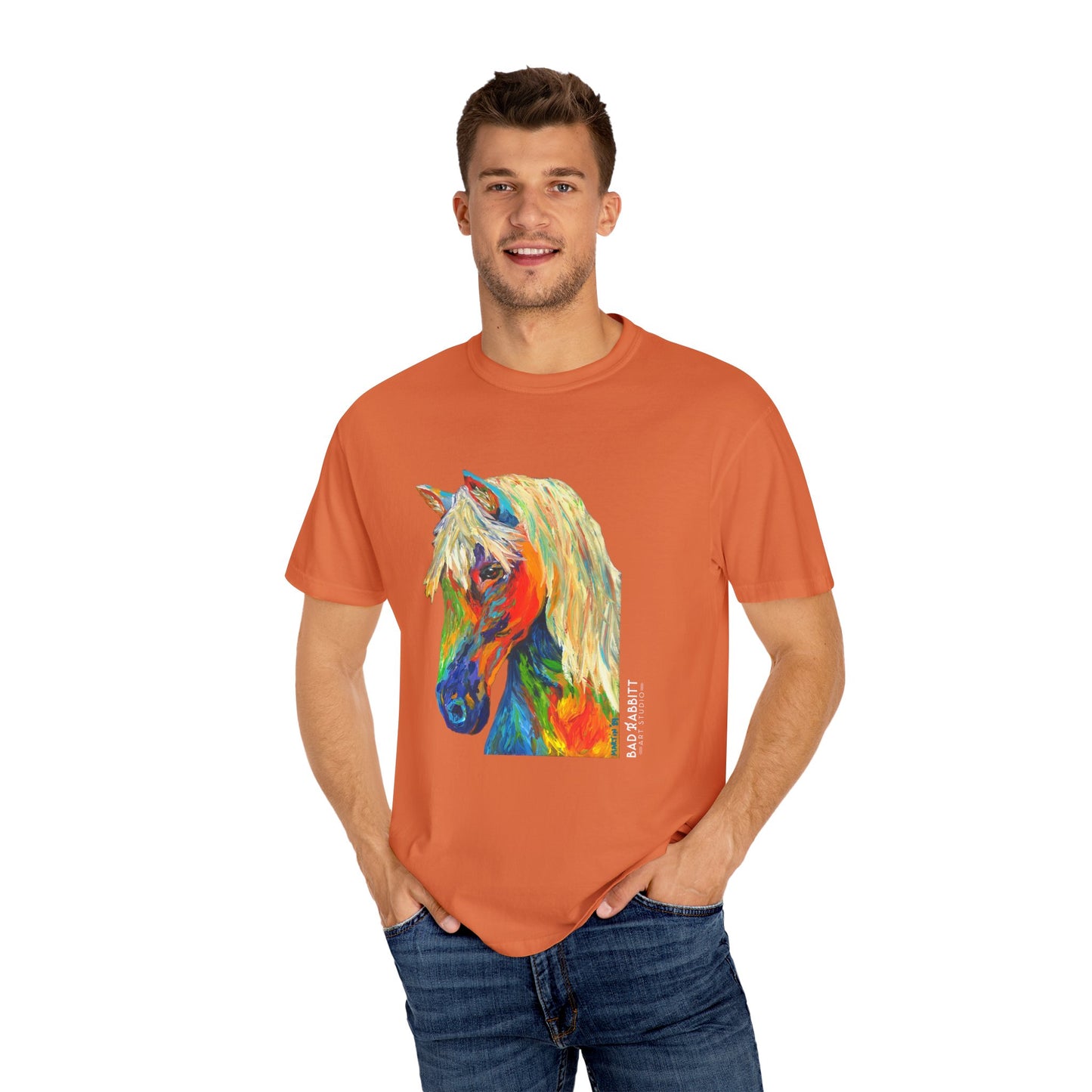 Rainbow Horse Unisex Garment-Dyed T-shirt