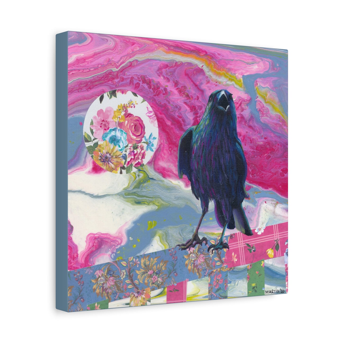 "Pink Crow" Matte Canvas, Stretched, 1.25"