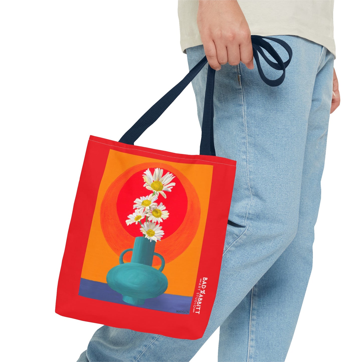 Wild Daisies in Teal Vase Tote Bag (AOP)