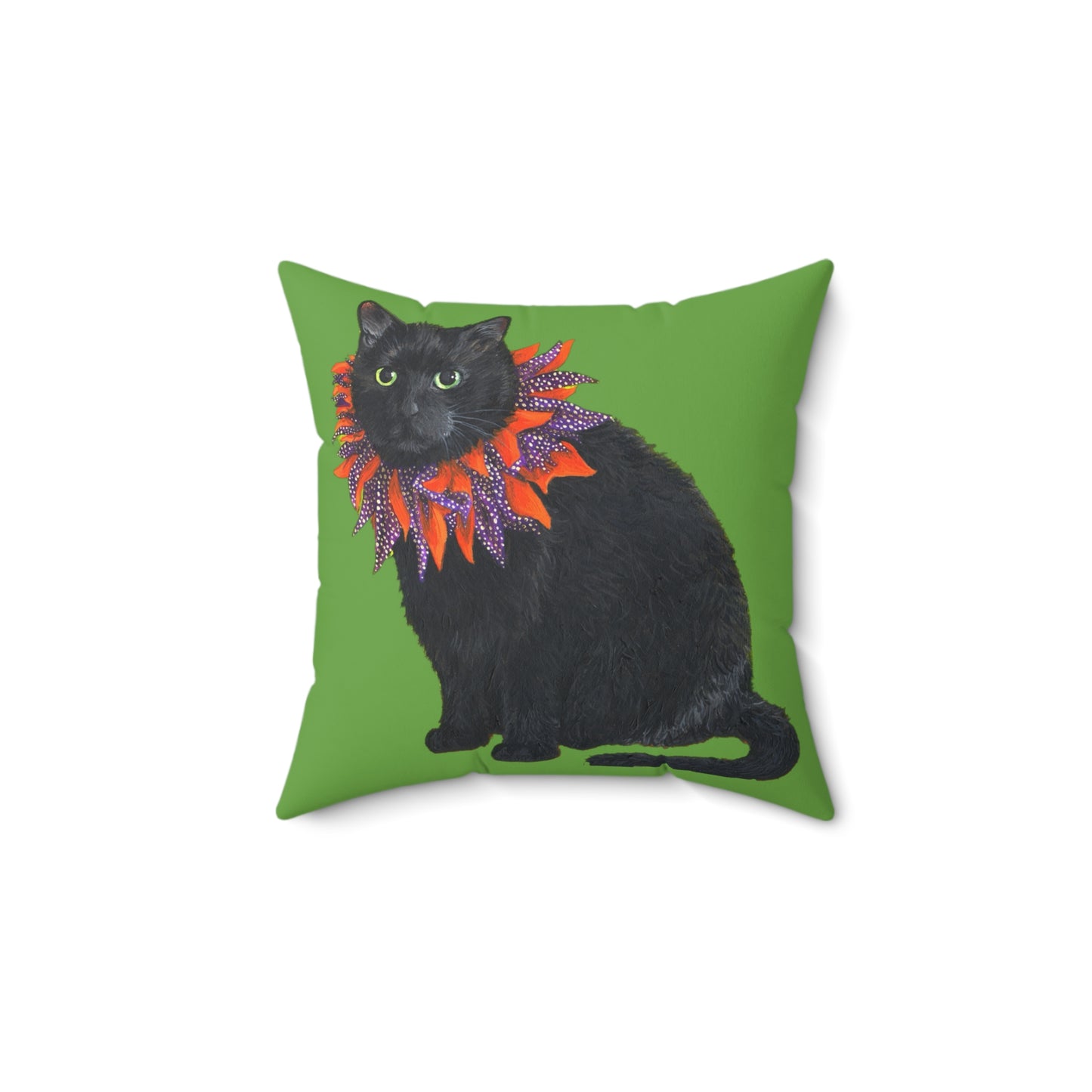 12 the Magical Halloween Cat Spun Polyester Square Pillow