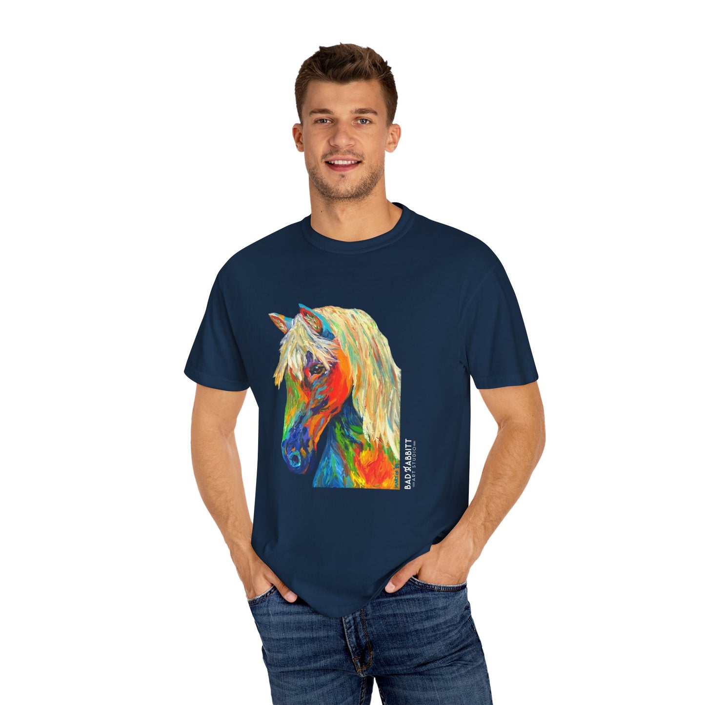 Rainbow Horse Unisex Garment-Dyed T-shirt