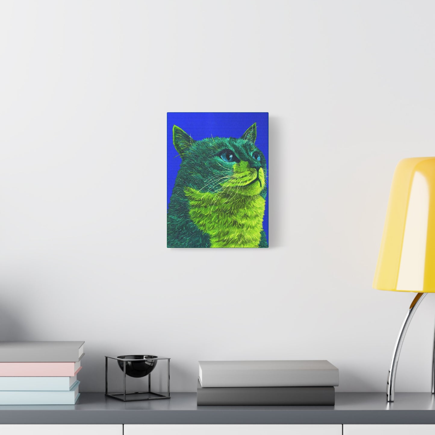 Green Tabby Cat Canvas Gallery Wrap
