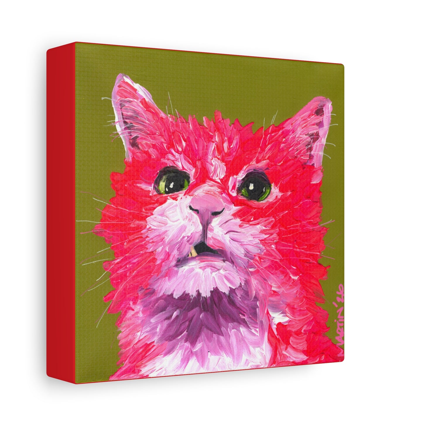 "Pink Dave Cat" Matte Canvas, Stretched, 1.25"