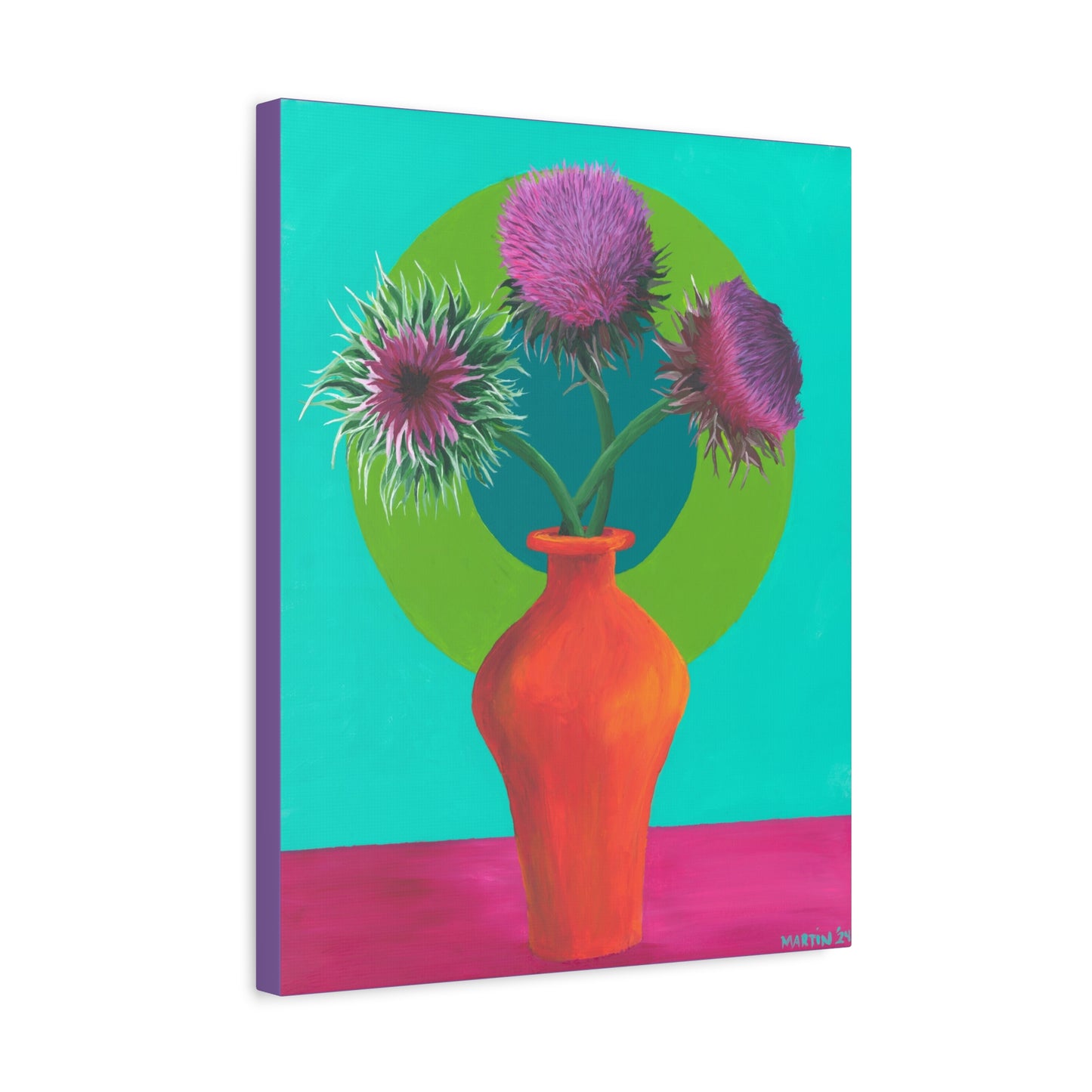 Thistle in Orange Vase Canvas Gallery Wrap
