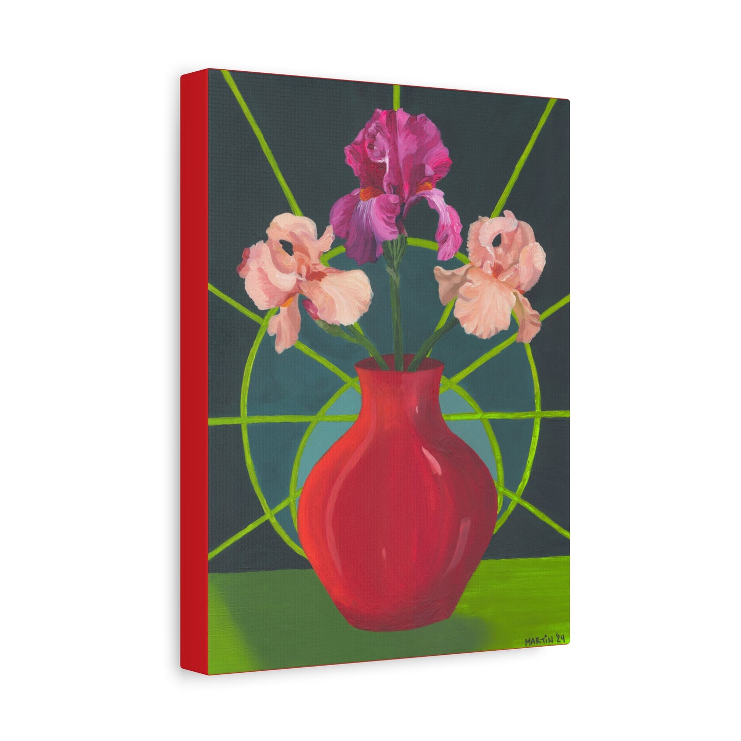 Three Pink Iris Canvas Gallery Wrap