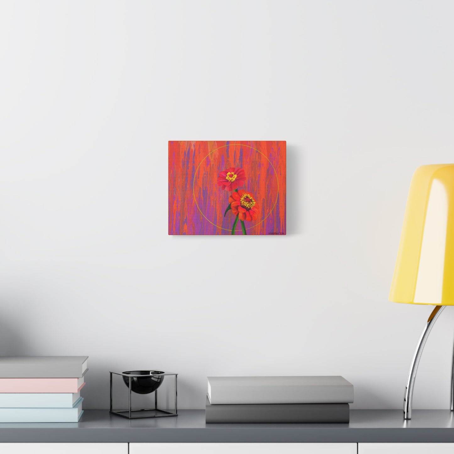 "Neon Zinnias" Matte Canvas, Stretched, 1.25"