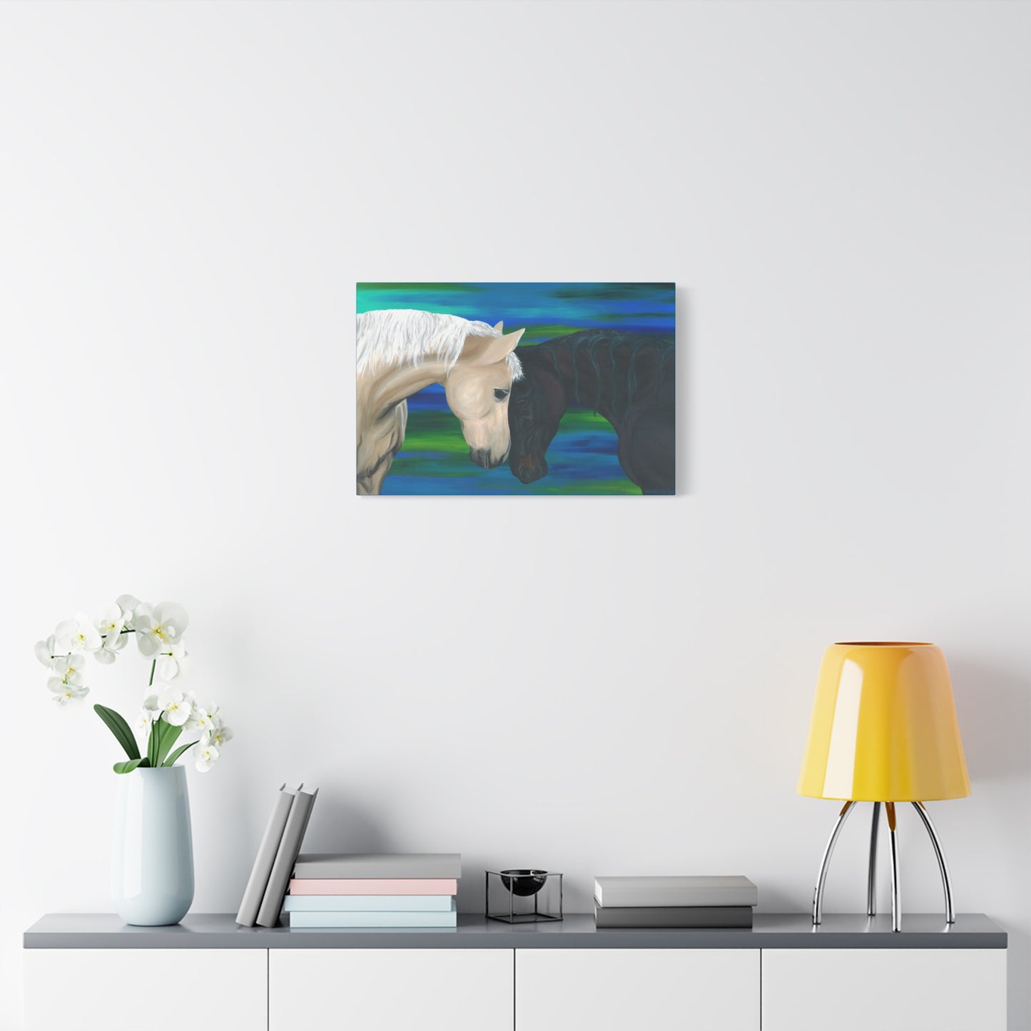 Black and White Horses Canvas Gallery Wrap