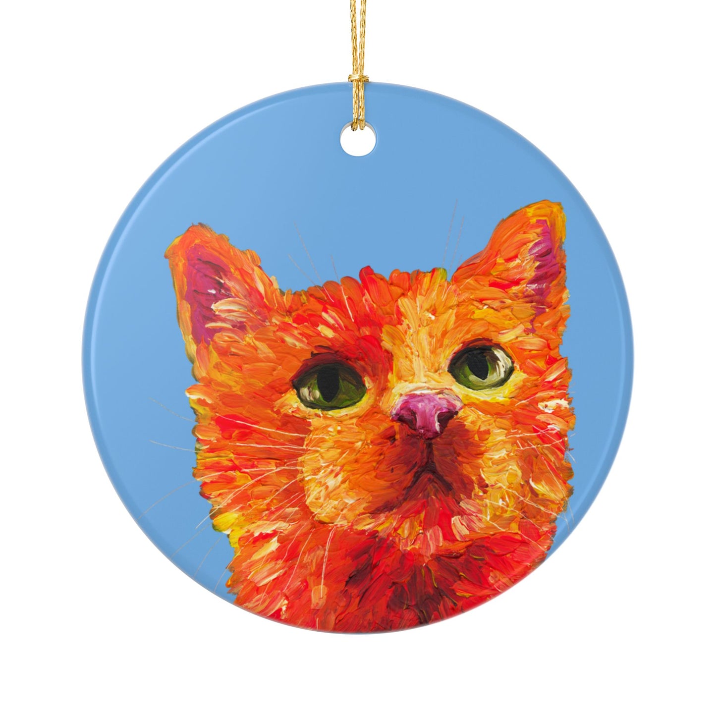 Orange Kitty Ceramic Ornament (2-Side Print)