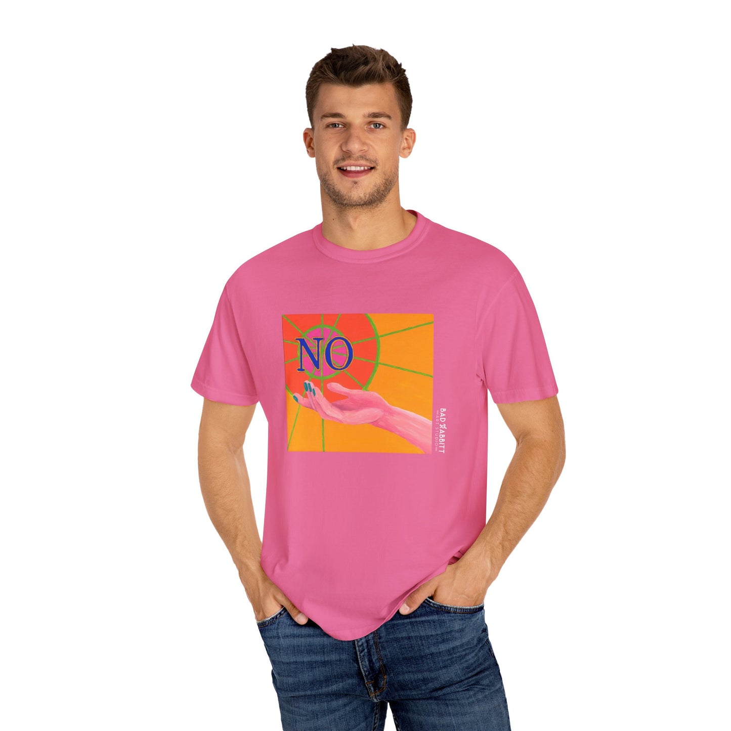 "NO" Hand Unisex Garment-Dyed T-shirt