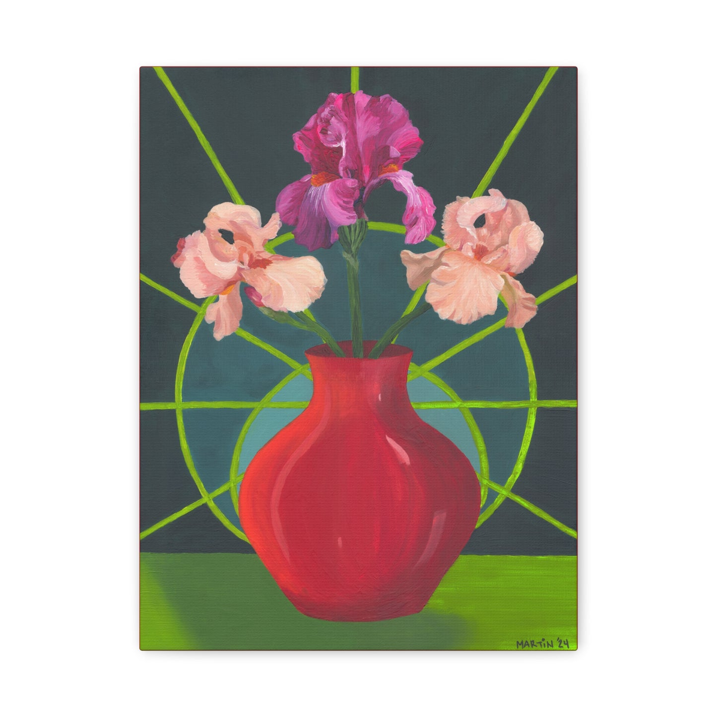 Three Pink Iris Canvas Gallery Wrap