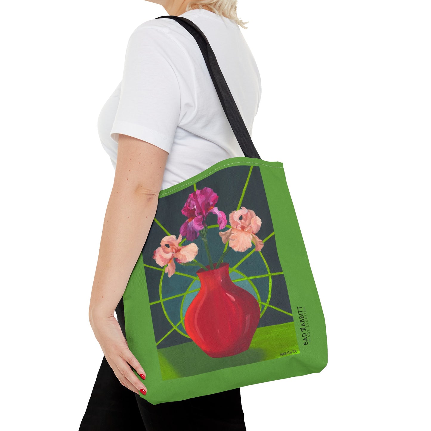 Three Pink Irises Tote Bag (AOP)