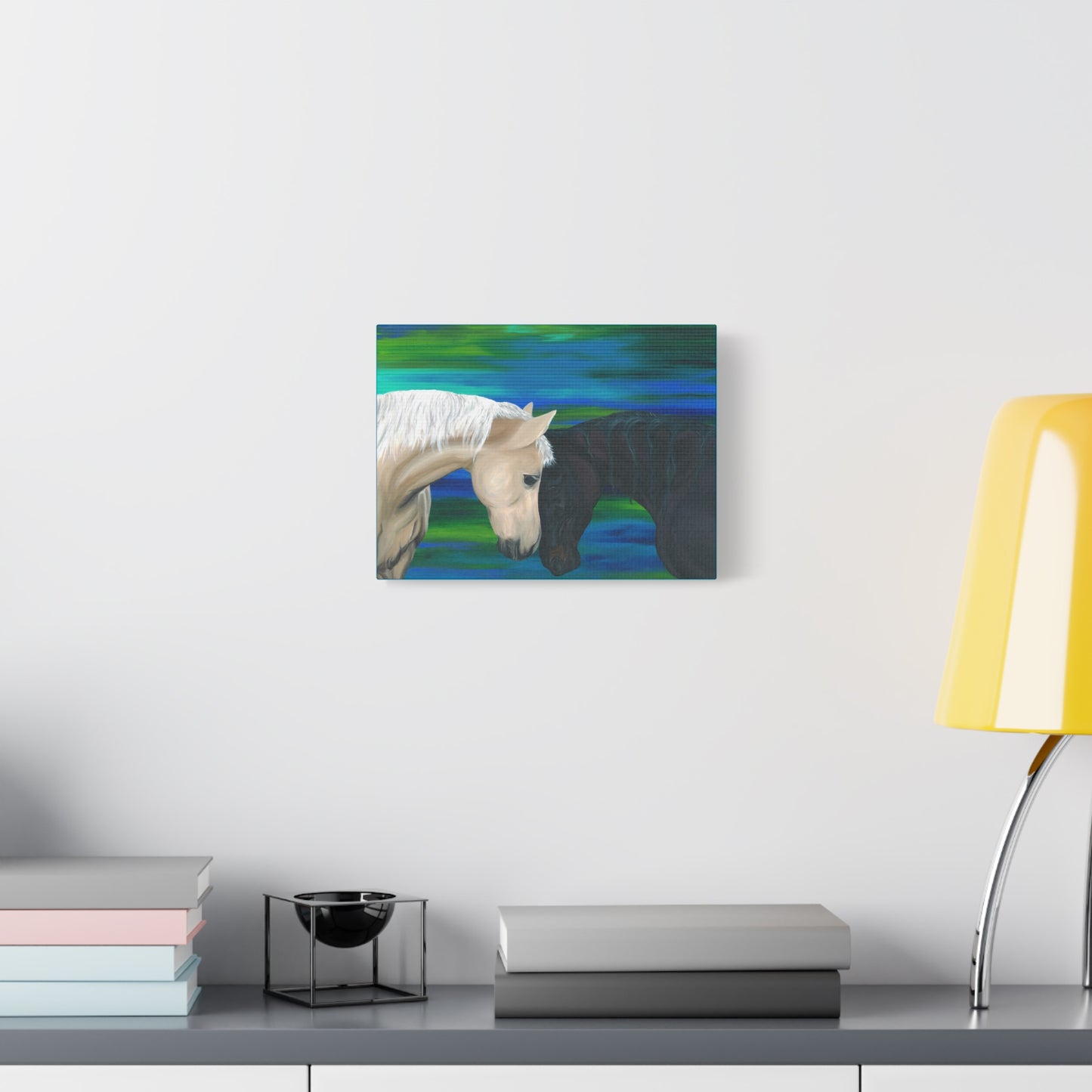 Black and White Horses Canvas Gallery Wrap