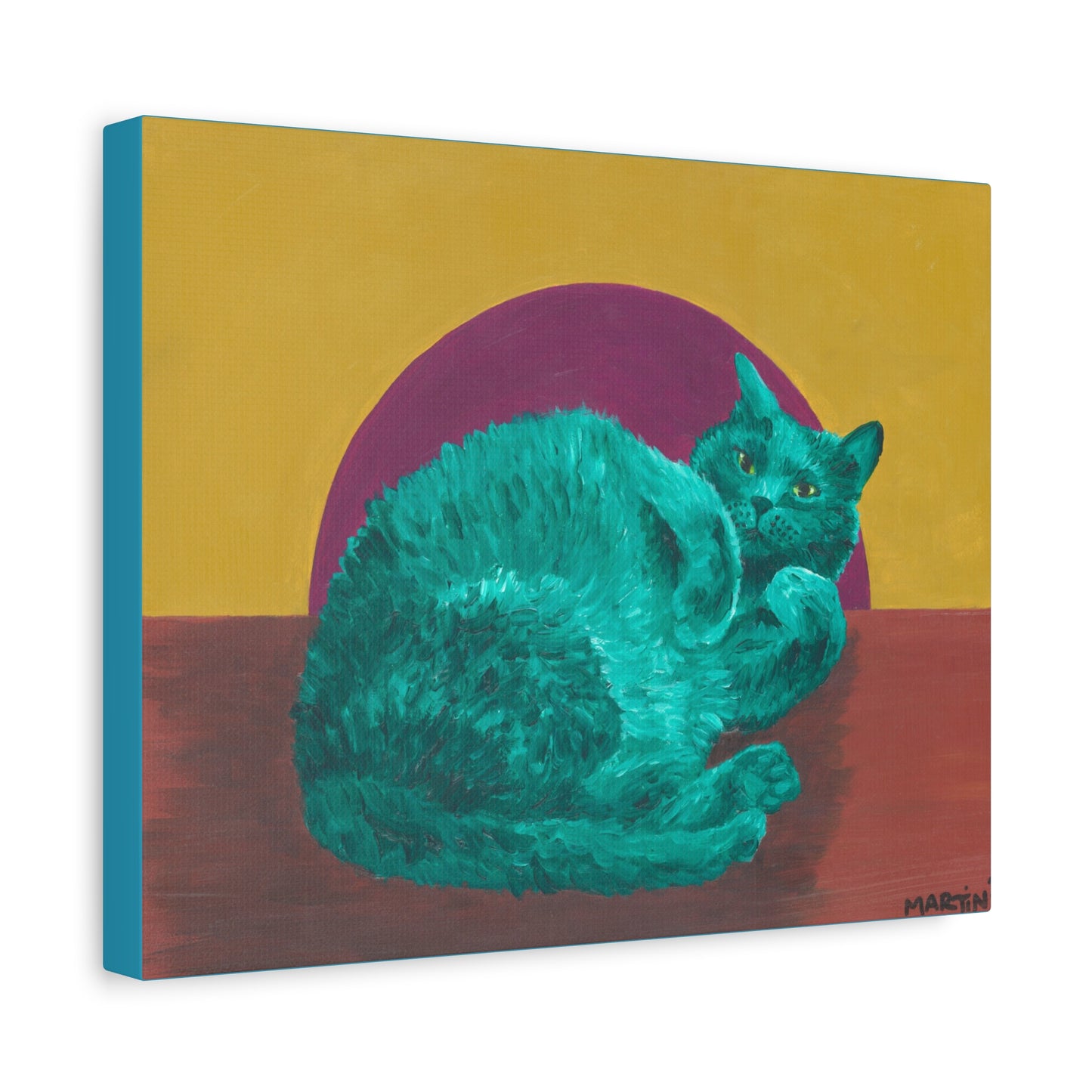 Teal Tummy Kitty Canvas Gallery Wrap