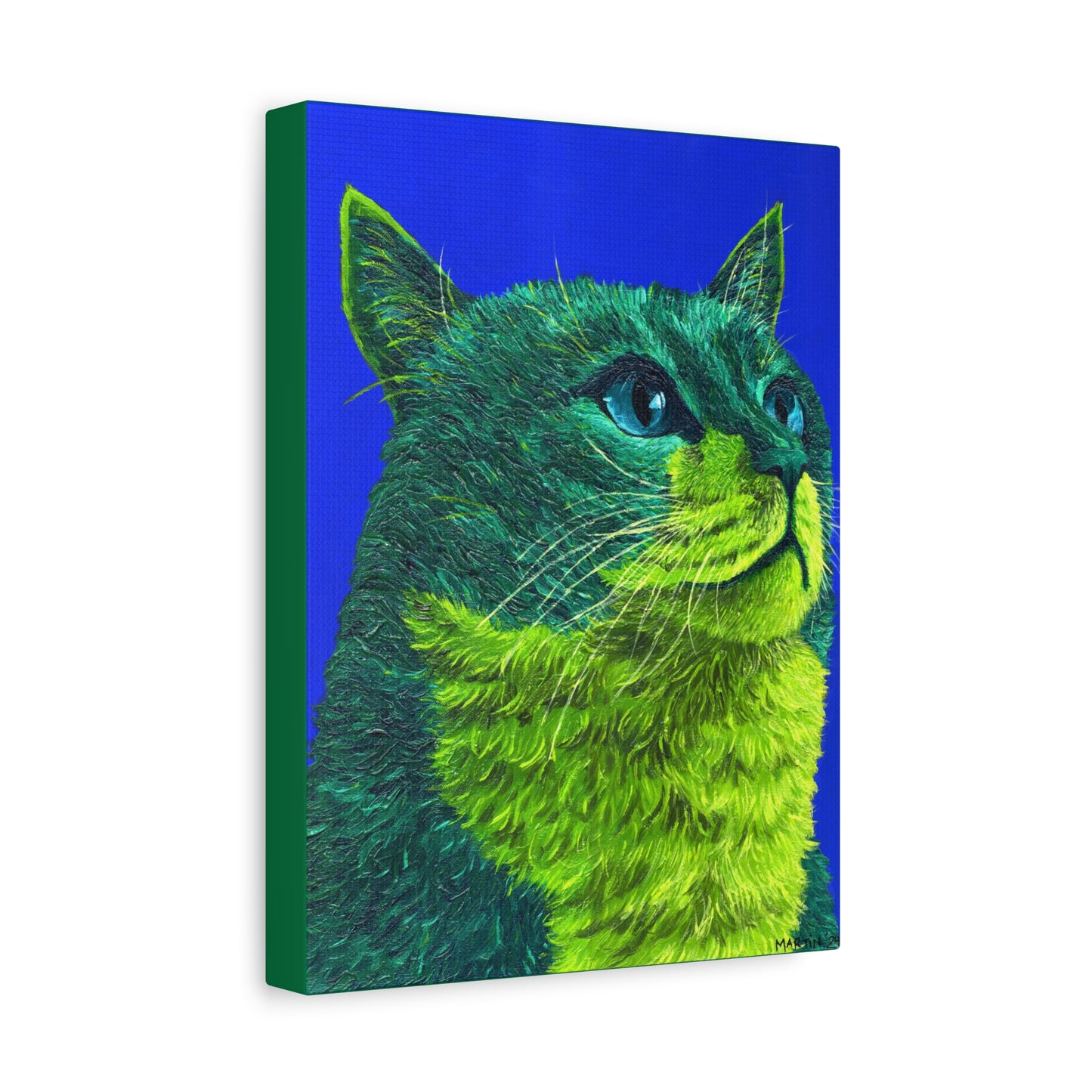 Green Tabby Cat Canvas Gallery Wrap