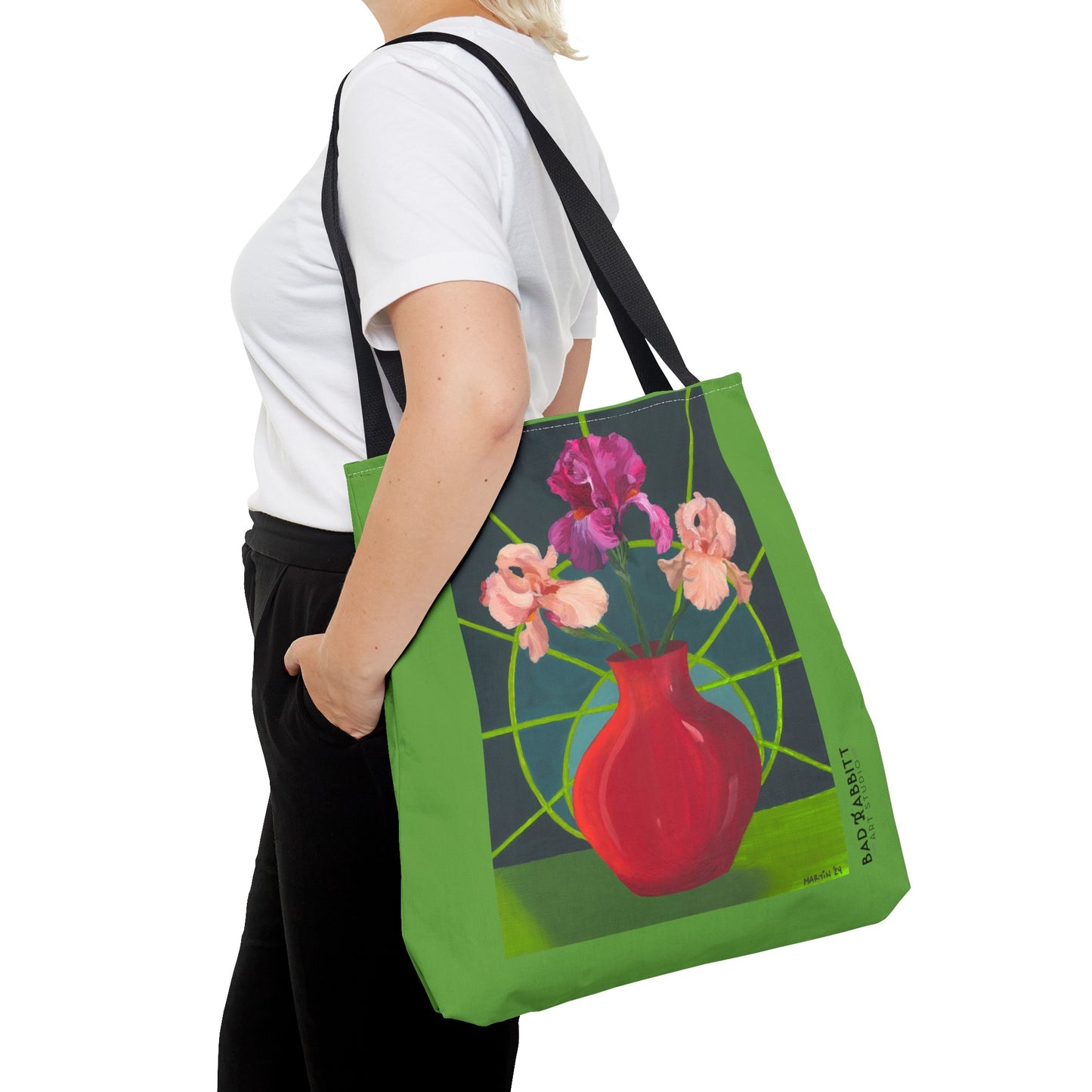 Three Pink Irises Tote Bag (AOP)