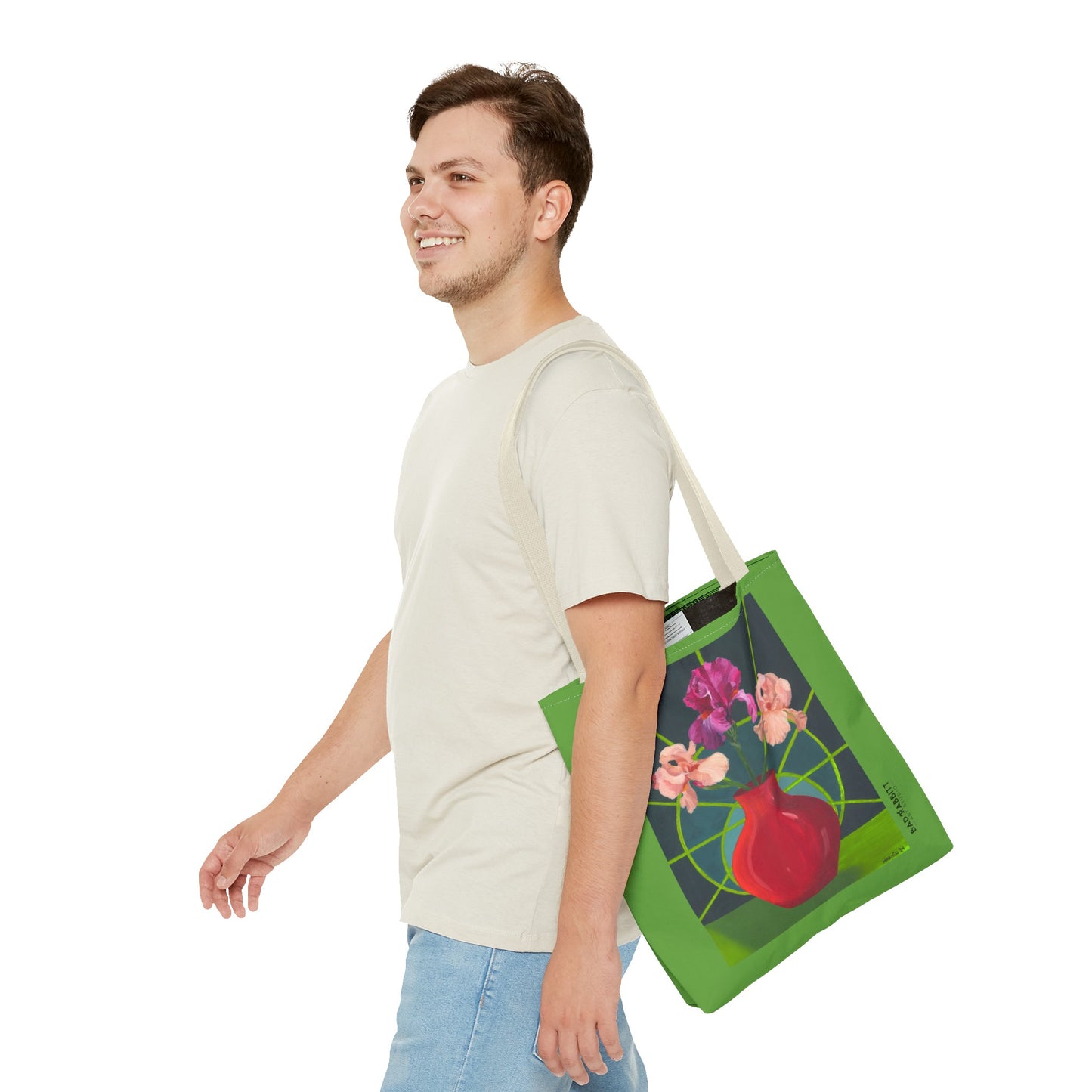 Three Pink Irises Tote Bag (AOP)