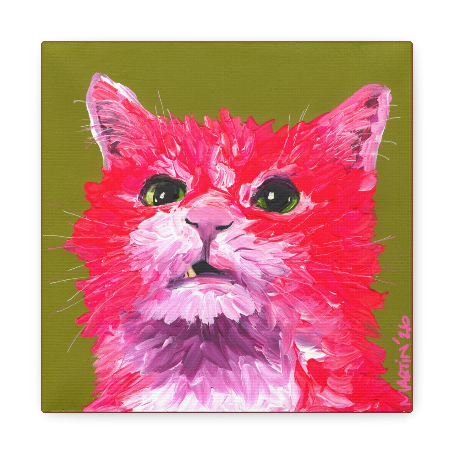 "Pink Dave Cat" Matte Canvas, Stretched, 1.25"