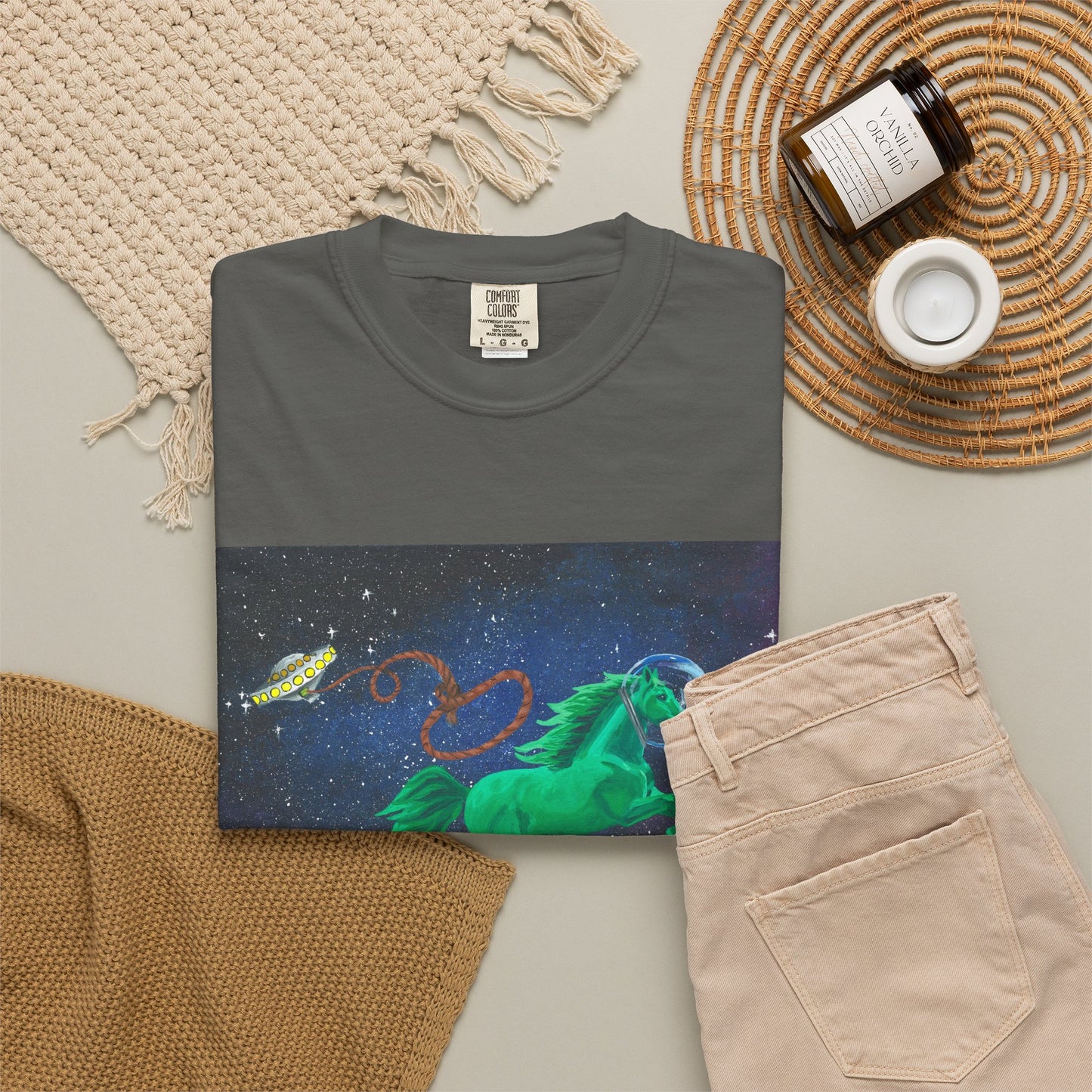 Space Horse Unisex Garment-Dyed T-shirt