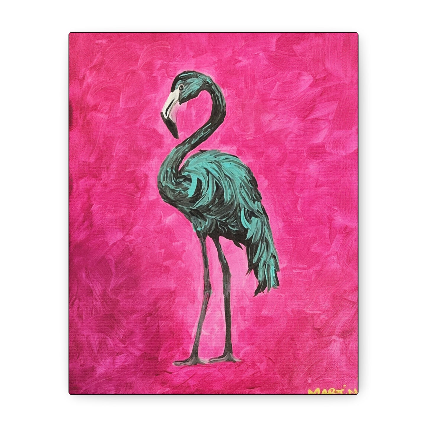 Jerry the Black Flamingo Matte Canvas, Stretched, 1.25"