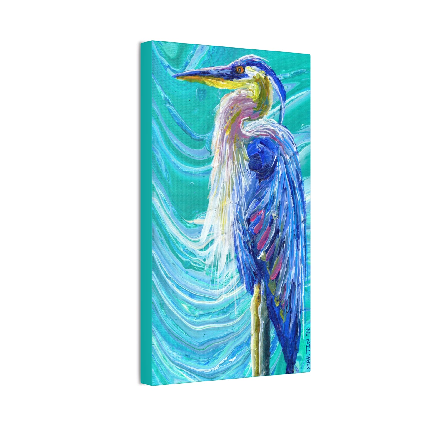 "Blue Heron" Canvas Stretched, 0.75"