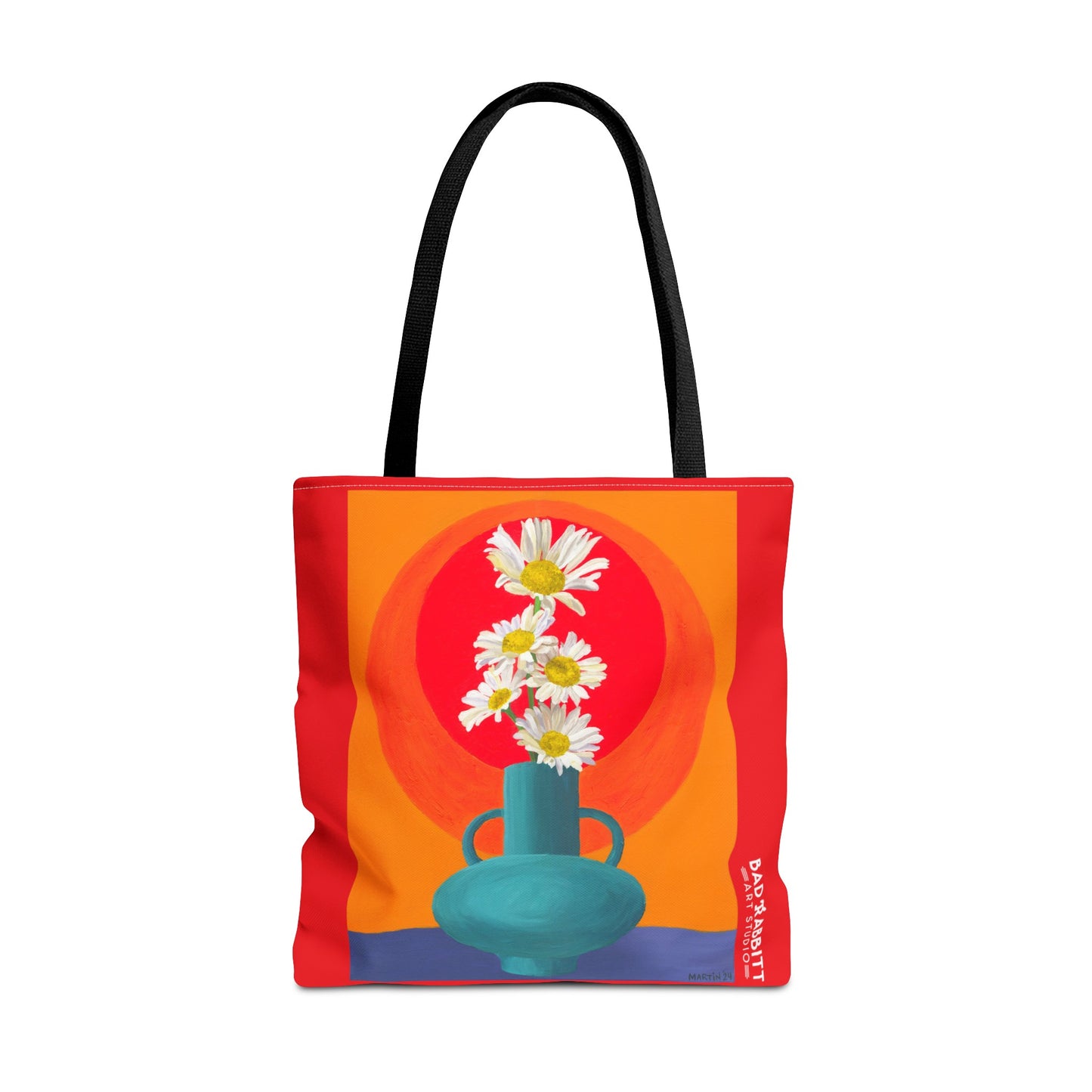 Wild Daisies in Teal Vase Tote Bag (AOP)