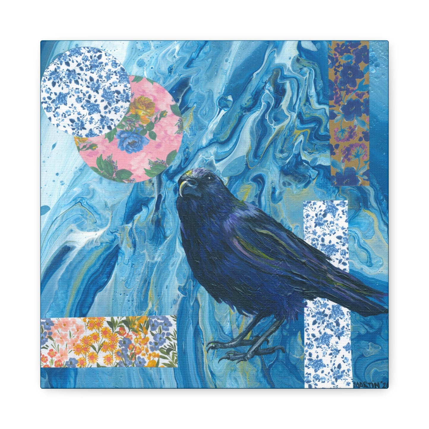 "Blue Crow" Matte Canvas, Stretched, 1.25"