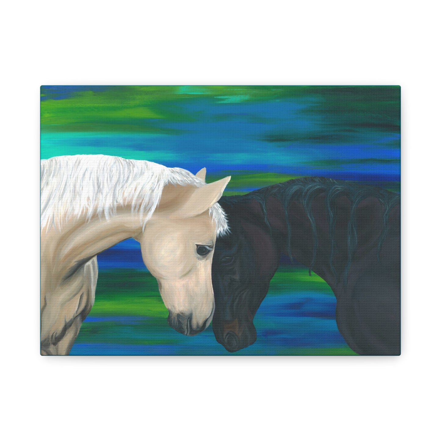 Black and White Horses Canvas Gallery Wrap
