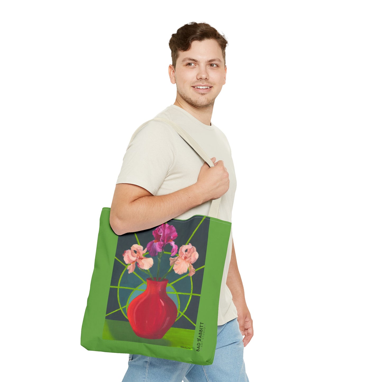 Three Pink Irises Tote Bag (AOP)