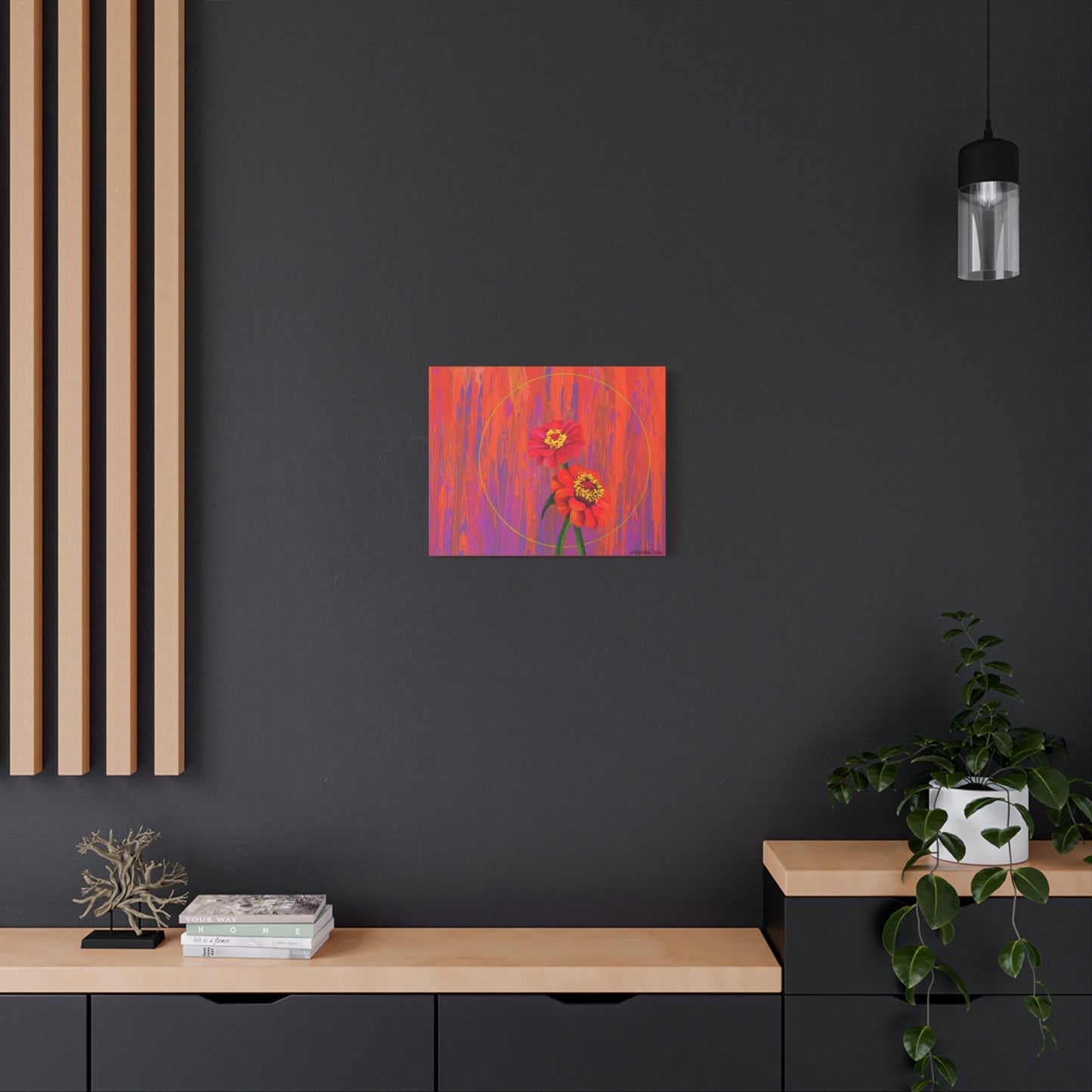 "Neon Zinnias" Matte Canvas, Stretched, 1.25"