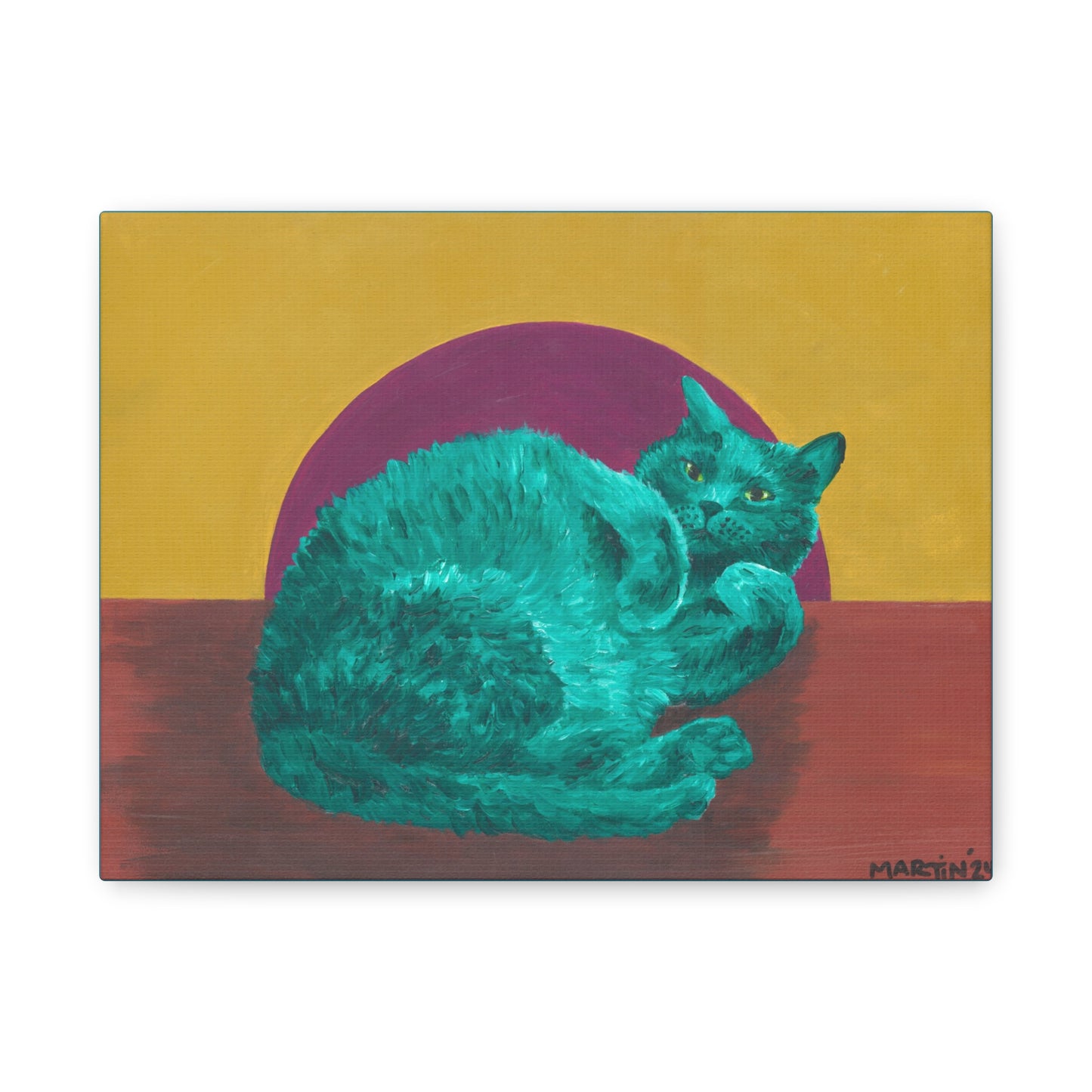 Teal Tummy Kitty Canvas Gallery Wrap