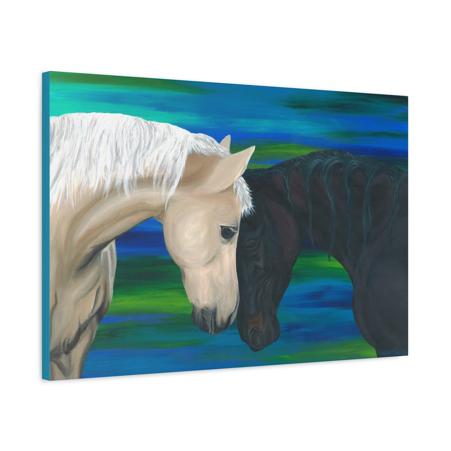 Black and White Horses Canvas Gallery Wrap