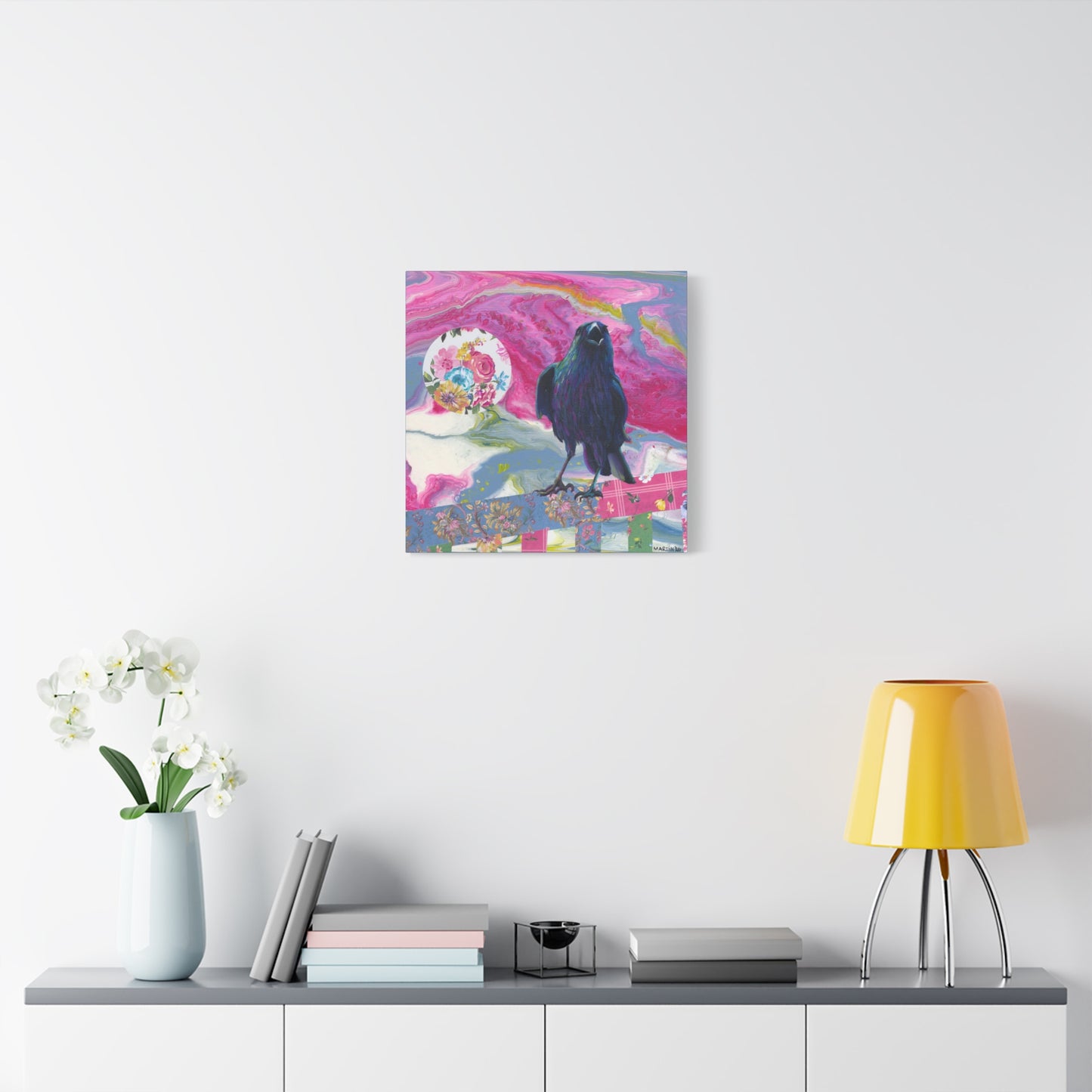 "Pink Crow" Matte Canvas, Stretched, 1.25"