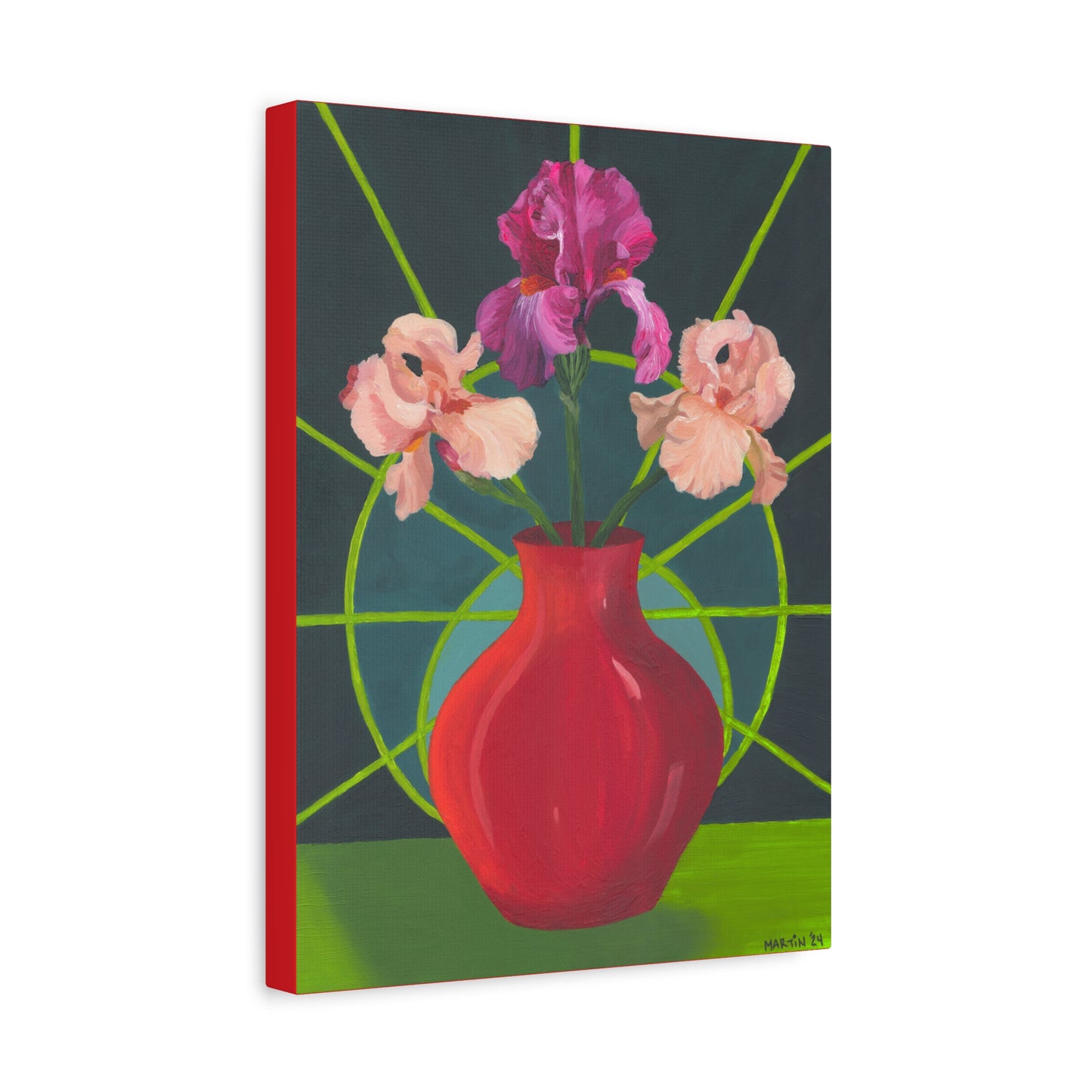 Three Pink Iris Canvas Gallery Wrap