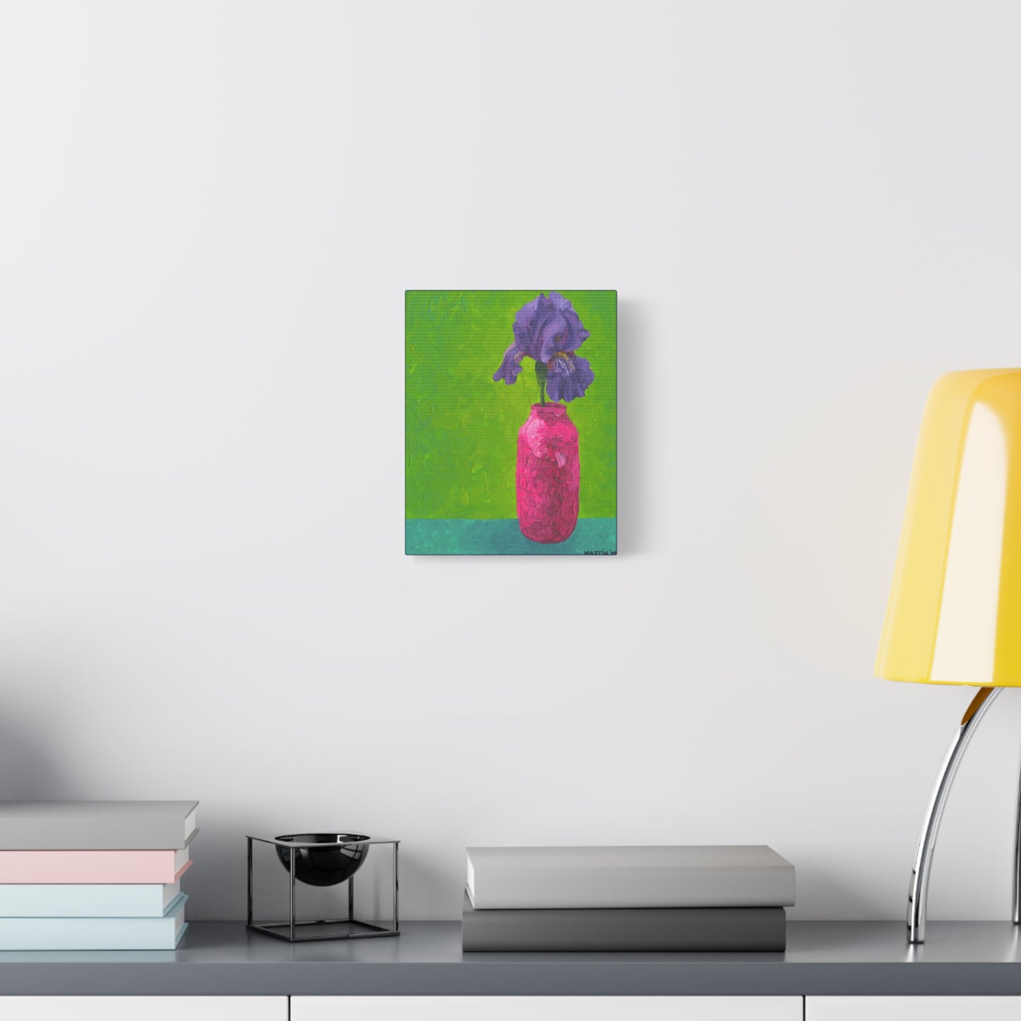 Purple Iris with green background Canvas Gallery Wrap