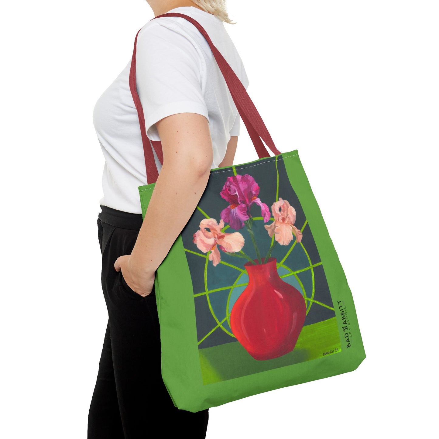 Three Pink Irises Tote Bag (AOP)