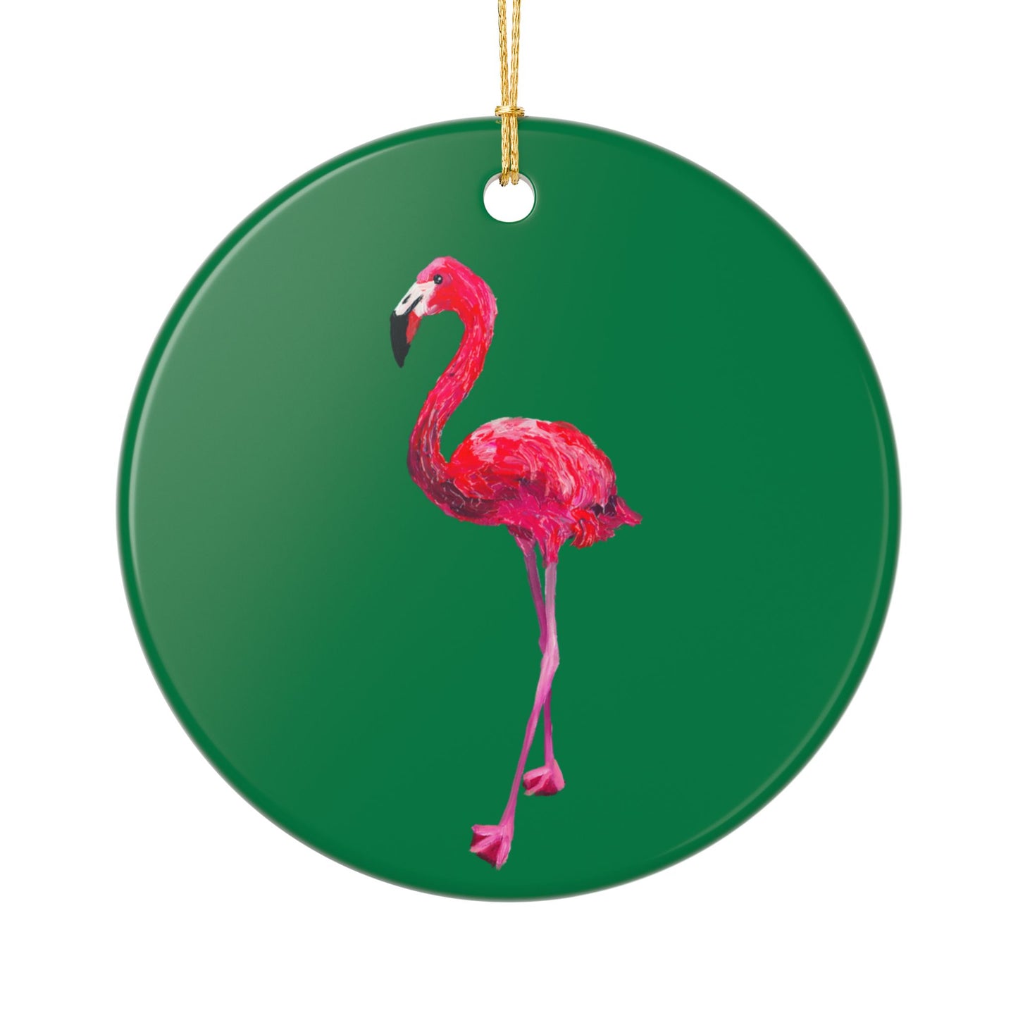 Pink Flamingo Ceramic Ornament (2-Side Print)