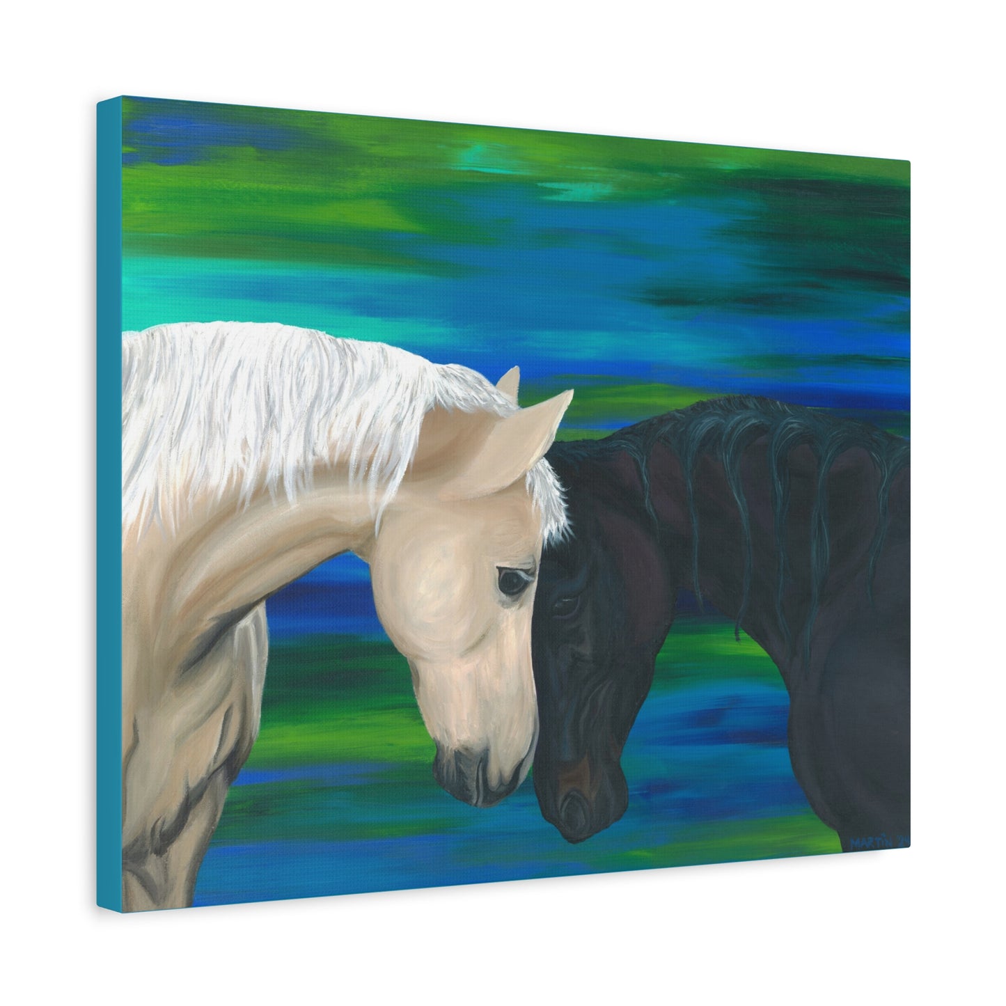 Black and White Horses Canvas Gallery Wrap