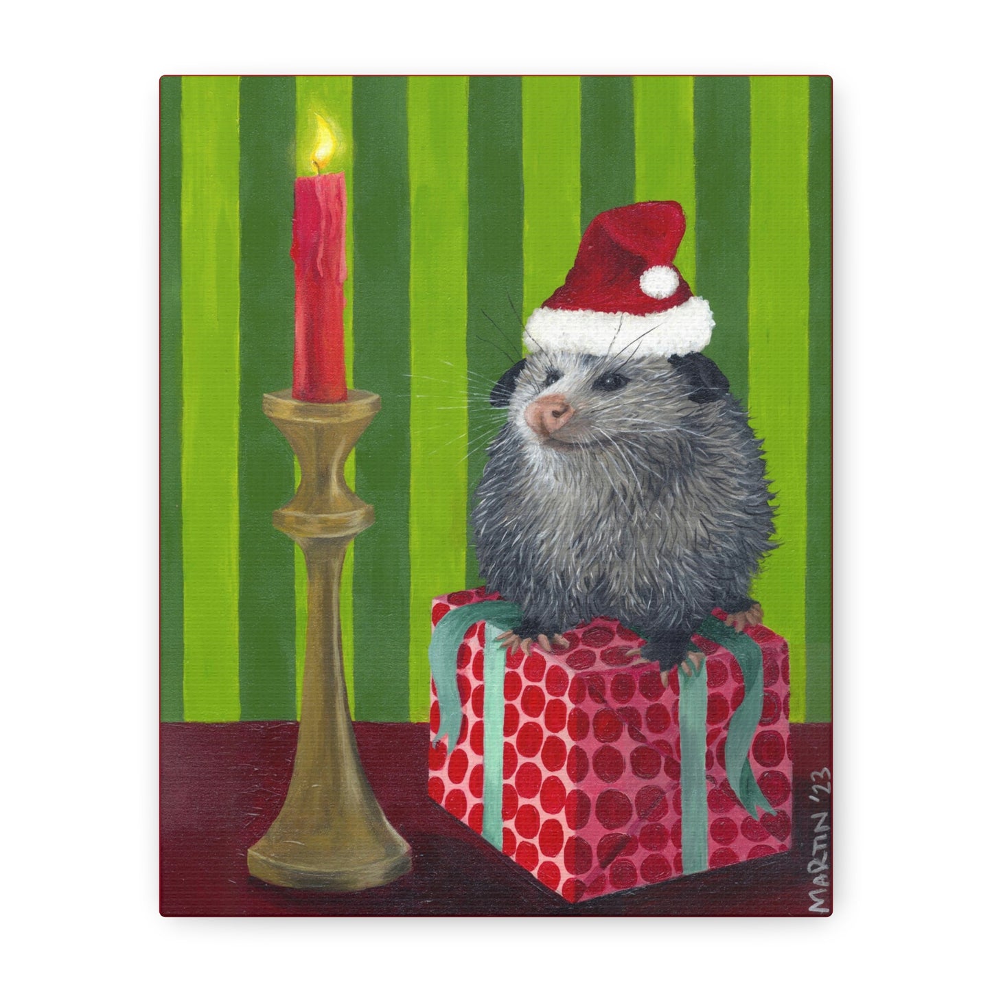 Christmas Opossum Canvas Gallery Wraps