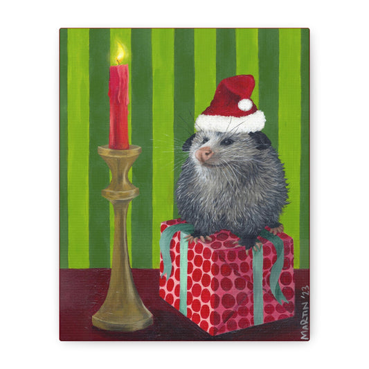 Christmas Opossum Canvas Gallery Wraps