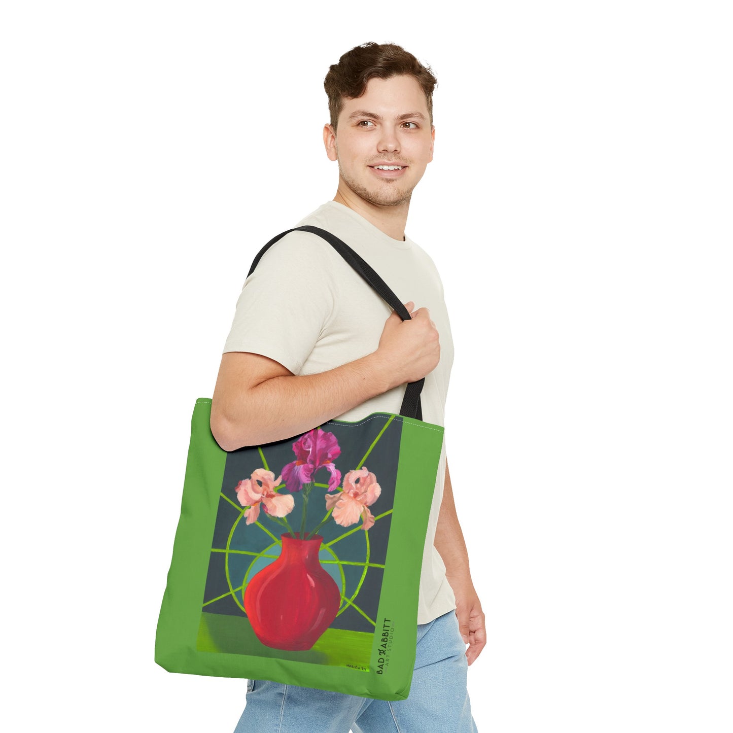Three Pink Irises Tote Bag (AOP)