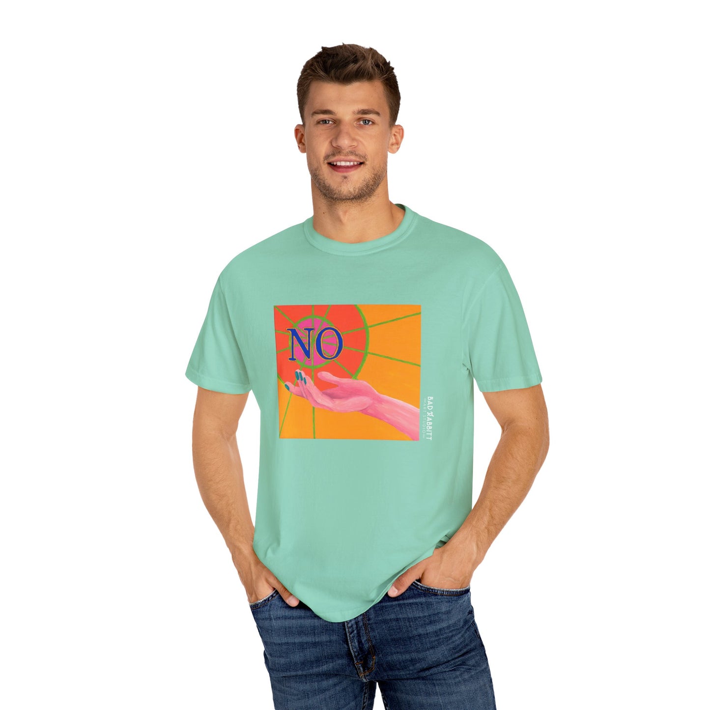 "NO" Hand Unisex Garment-Dyed T-shirt