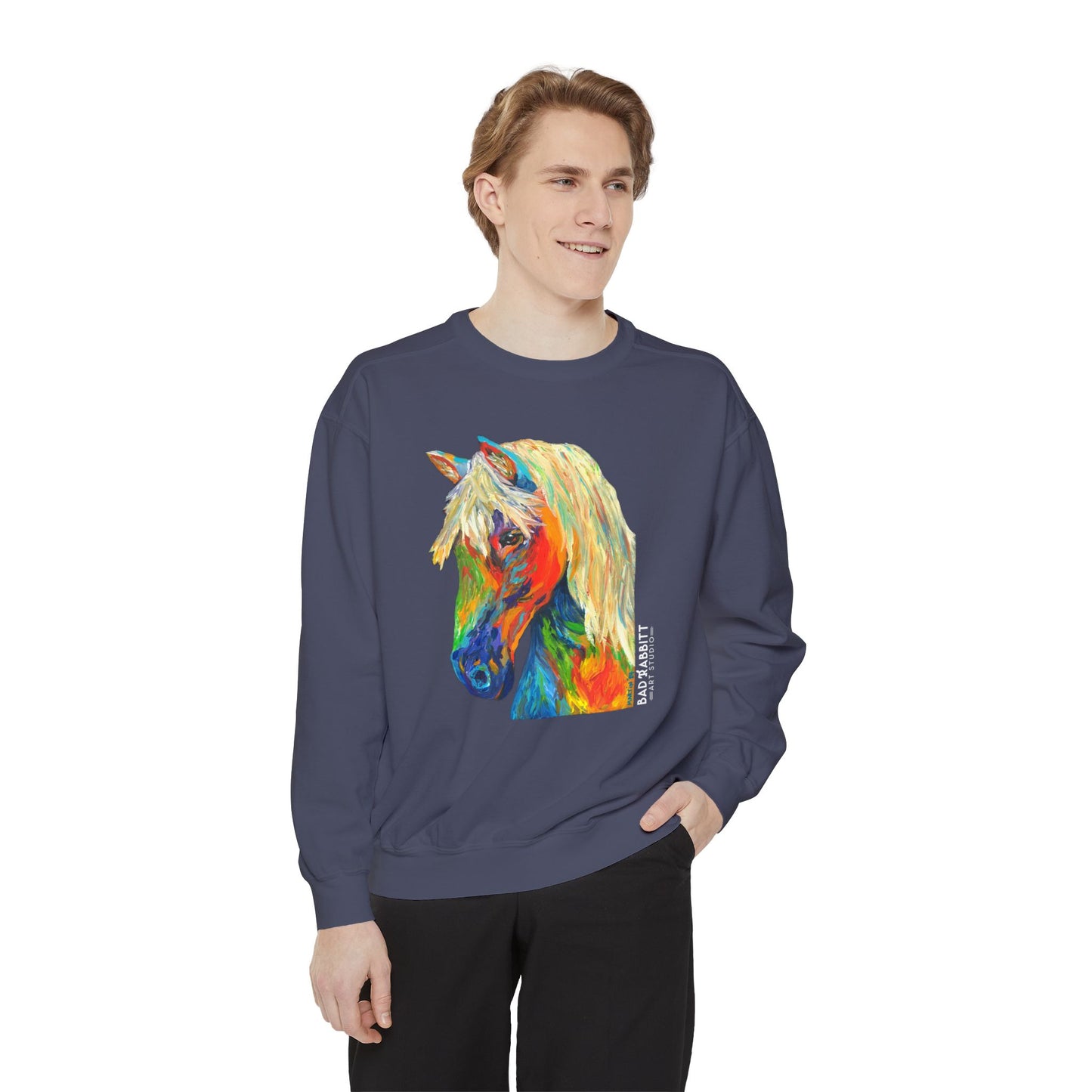 Rainbow Horse Unisex Garment-Dyed Sweatshirt
